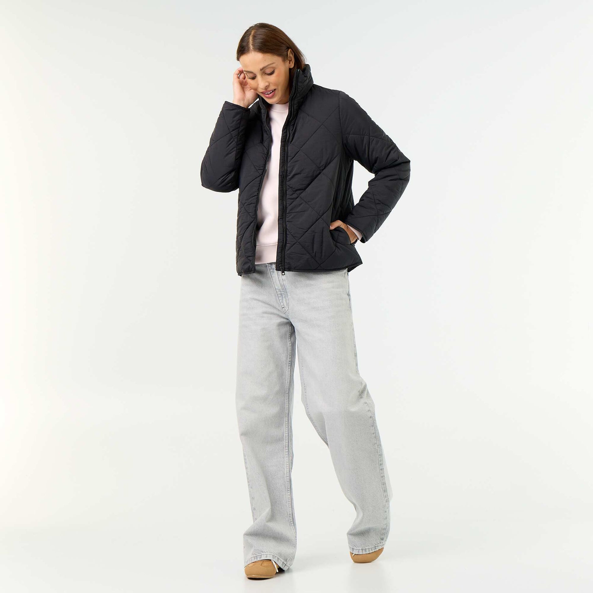 Quilted Water-Repellent Jacket BLACK