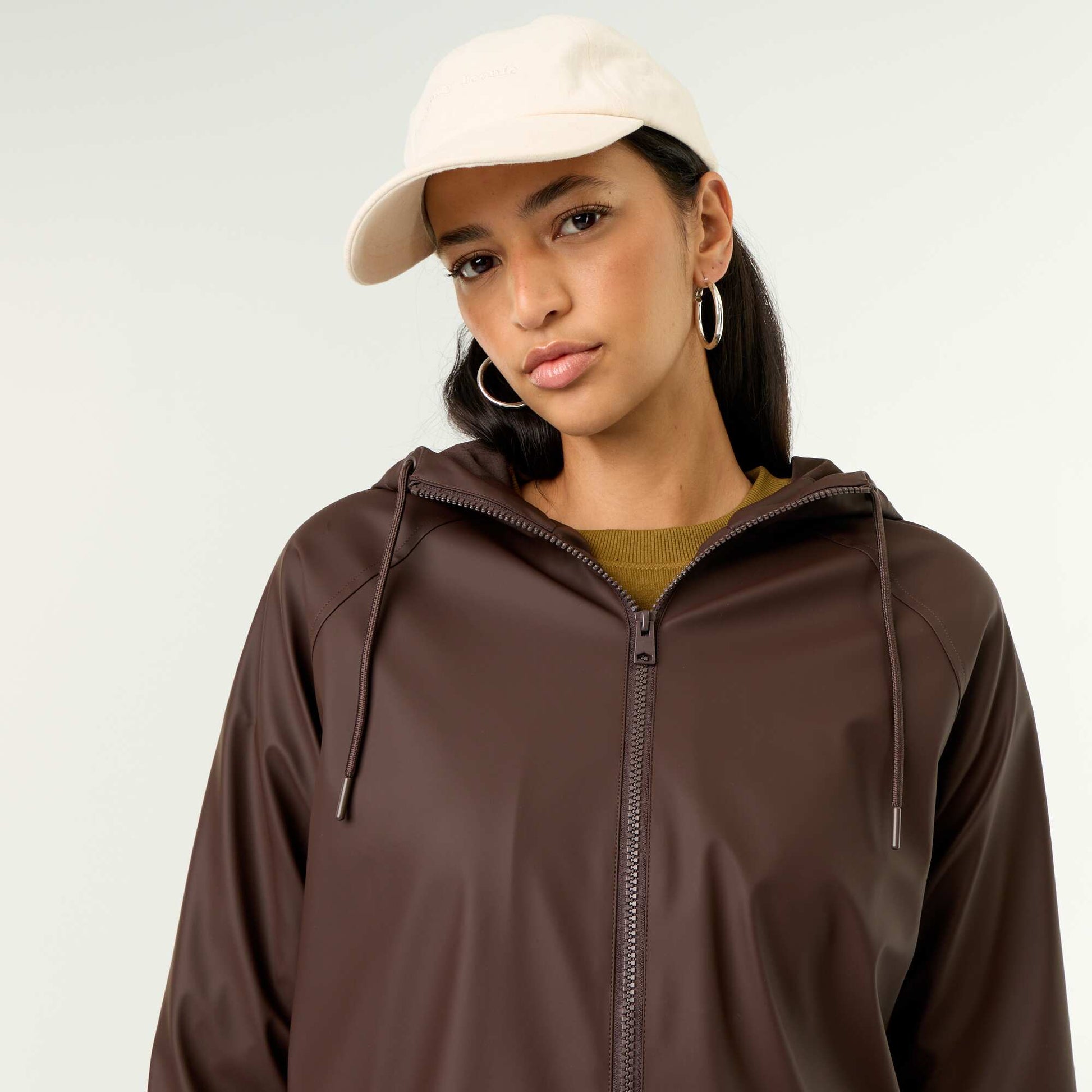 Water-repellent hooded parka BROWN