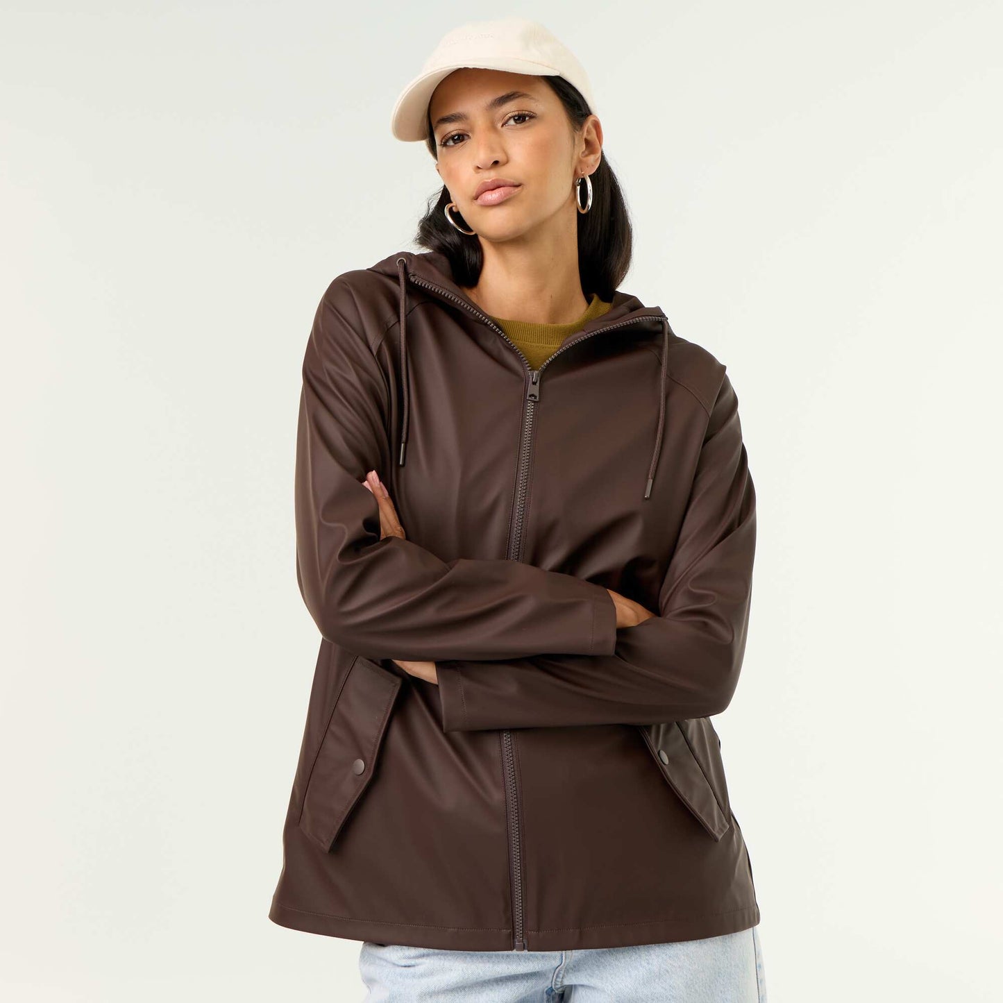 Water-repellent hooded parka BROWN
