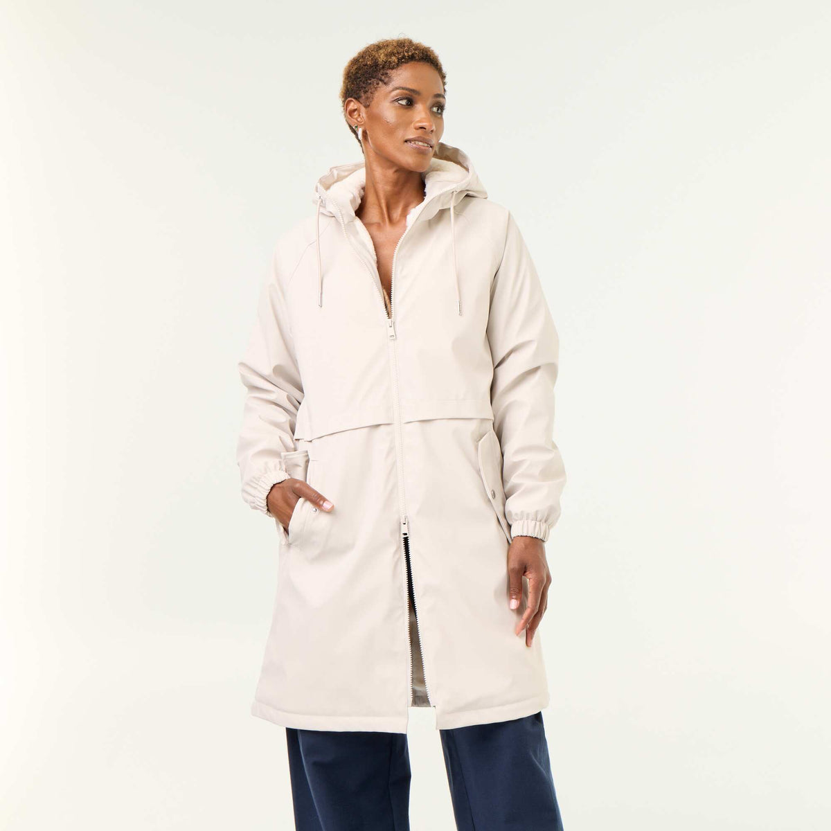 Straight-cut faux fur lined parka GREY