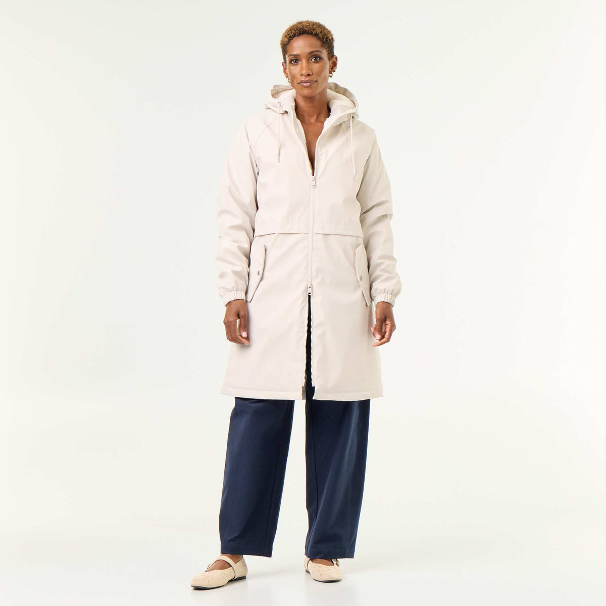 Straight-cut faux fur lined parka GREY