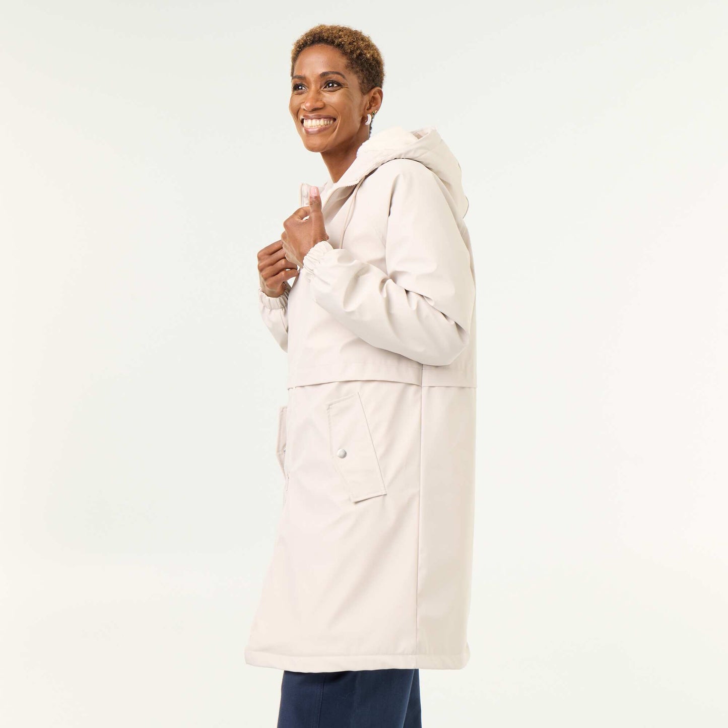 Straight-cut faux fur lined parka GREY