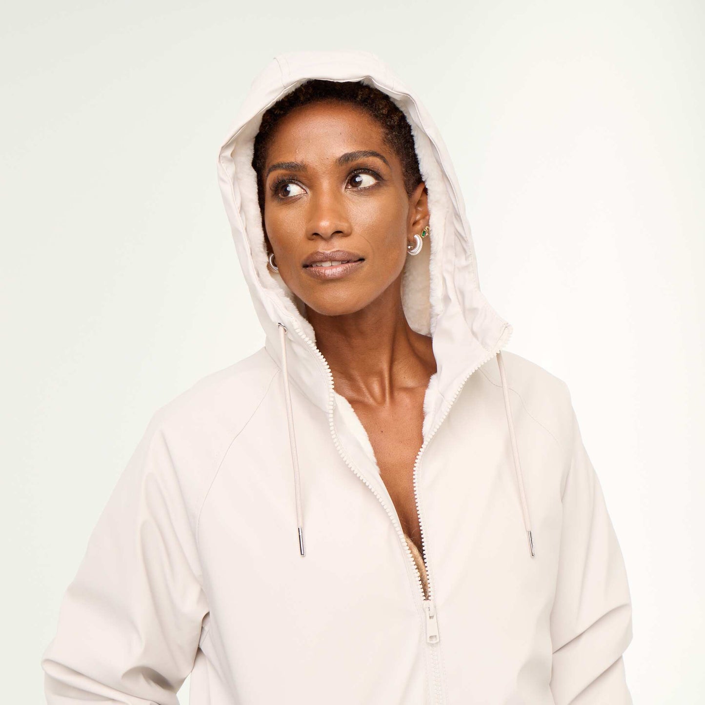 Straight-cut faux fur lined parka GREY