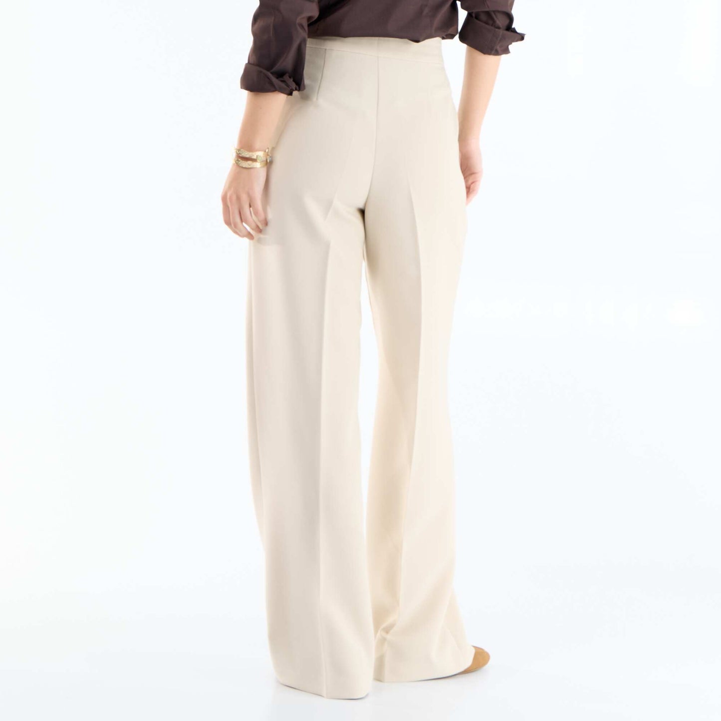 Wide-leg trousers with fancy gold buttons on the pockets GREY