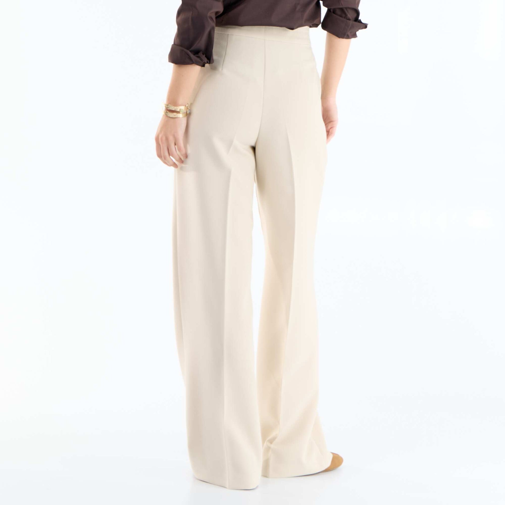 Wide-leg trousers with fancy gold buttons on the pockets GREY