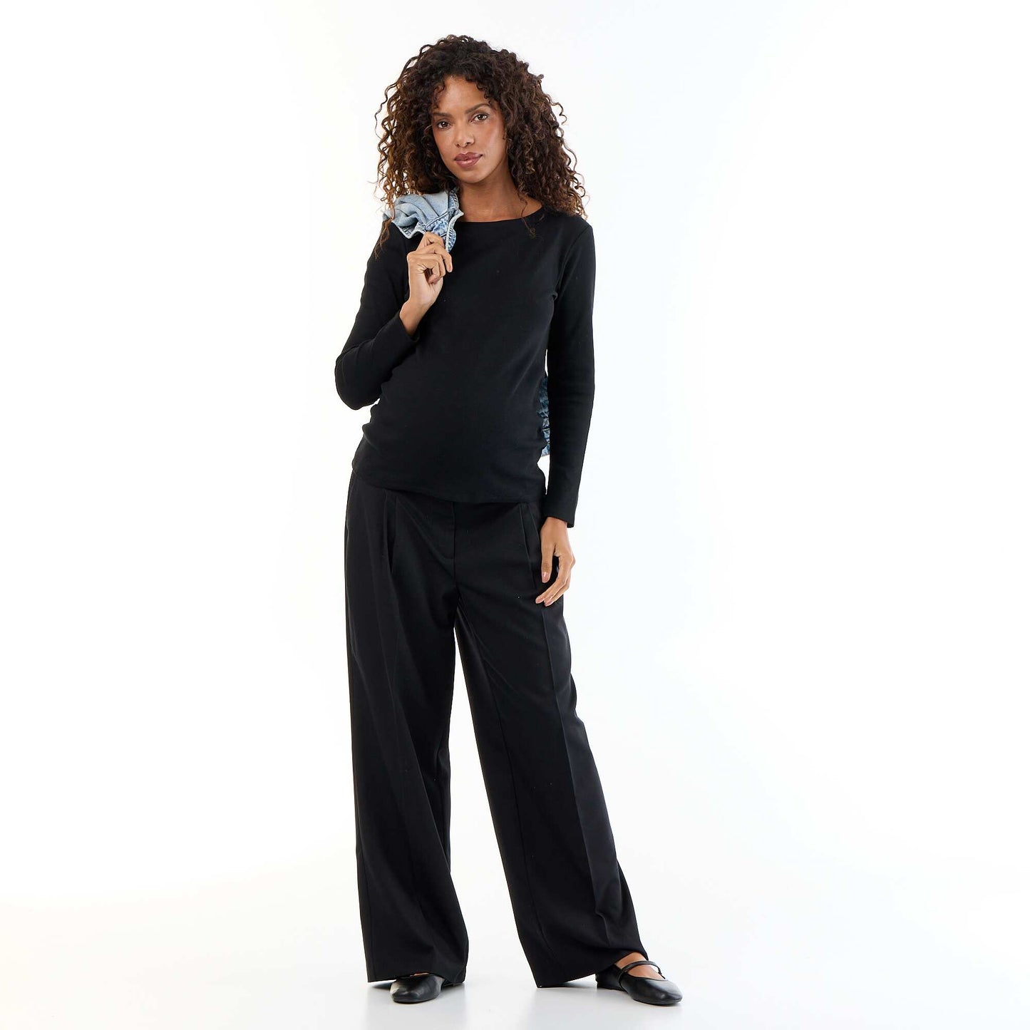 Ribbed Maternity T-shirt BLACK