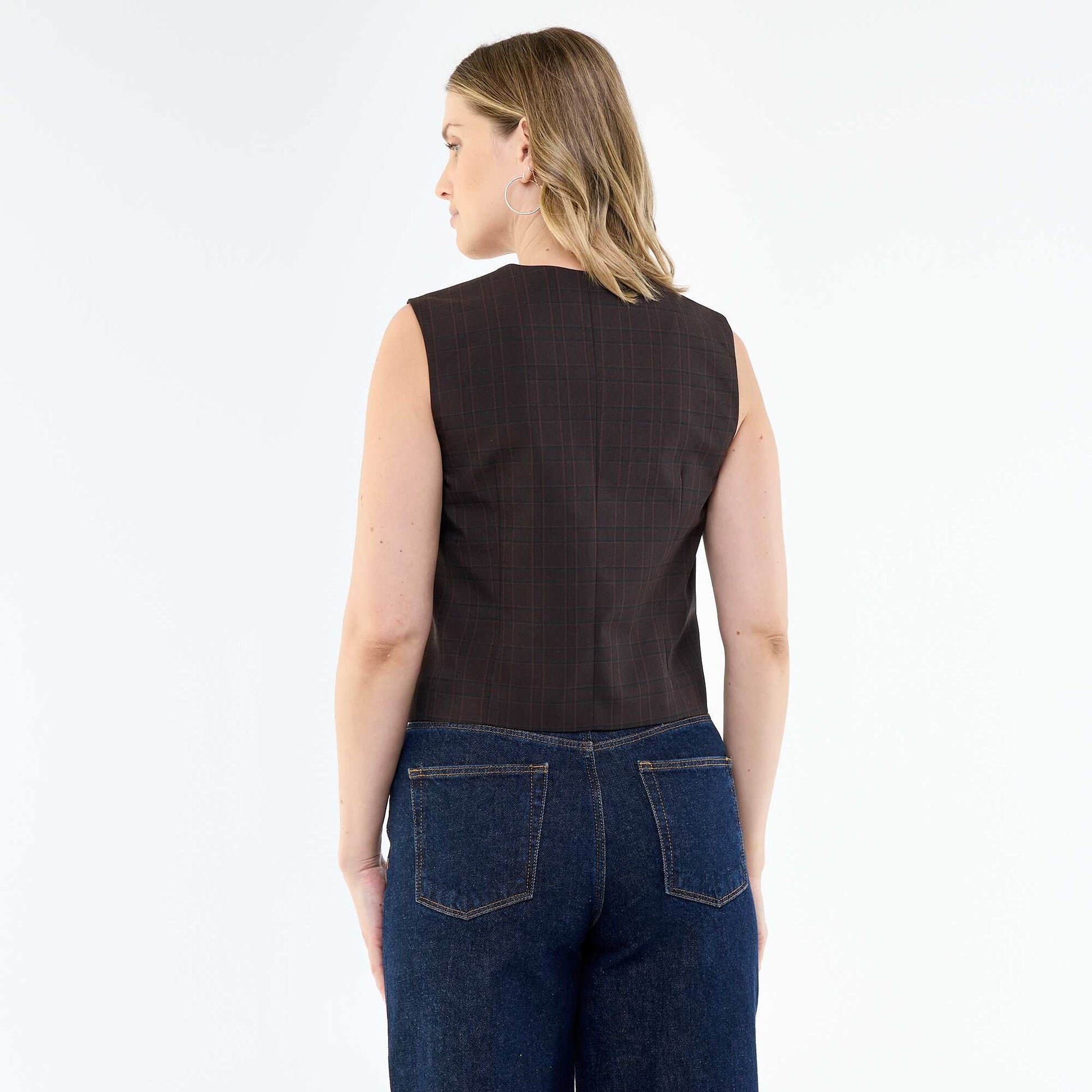 Sleeveless Solid Suit Vest BROWN
