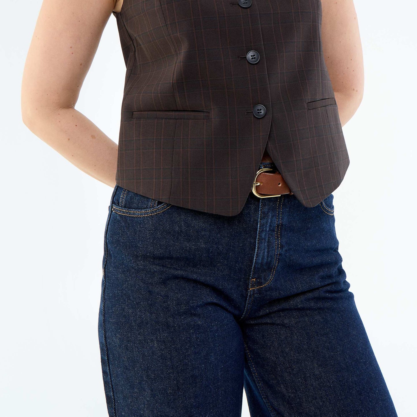 Sleeveless Solid Suit Vest BROWN