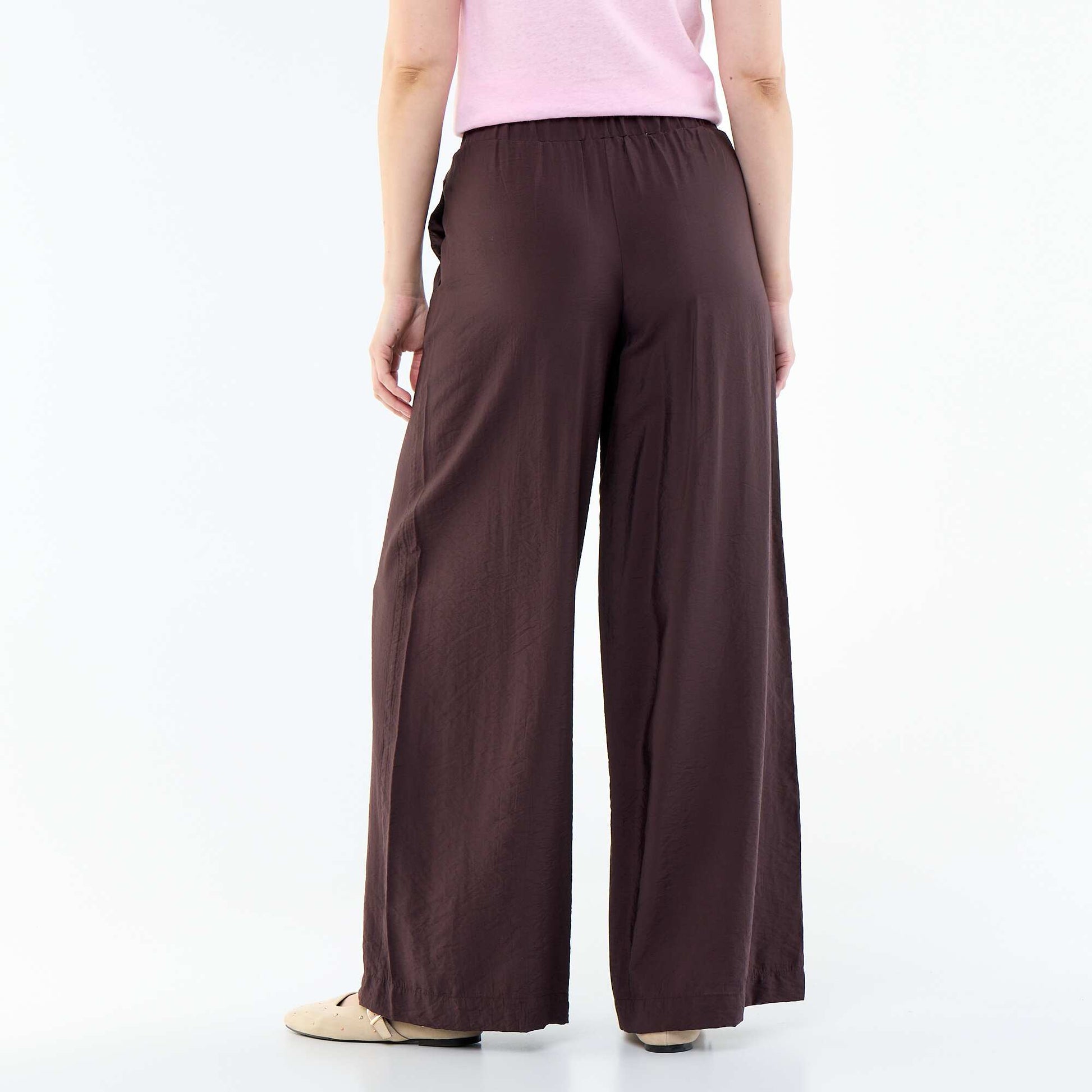 Wide-leg trousers with 2 pockets BROWN