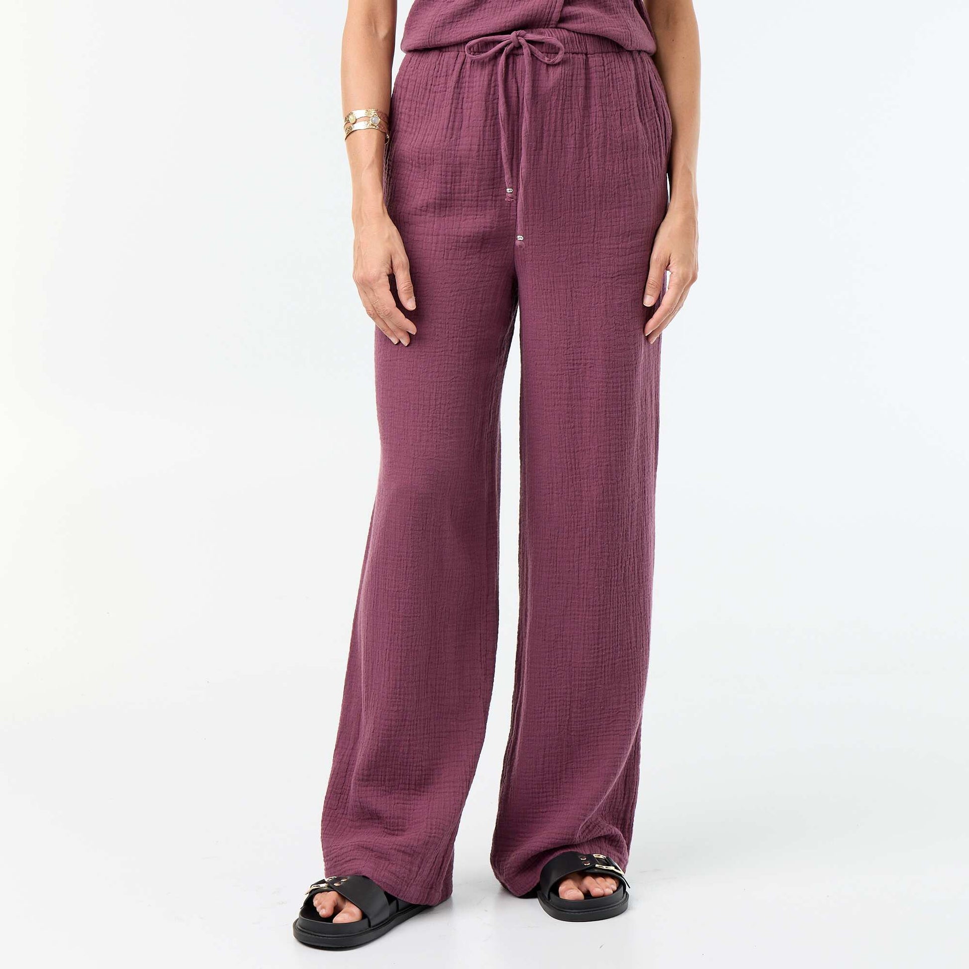 Wide Cotton Gauze Trousers PURPLE