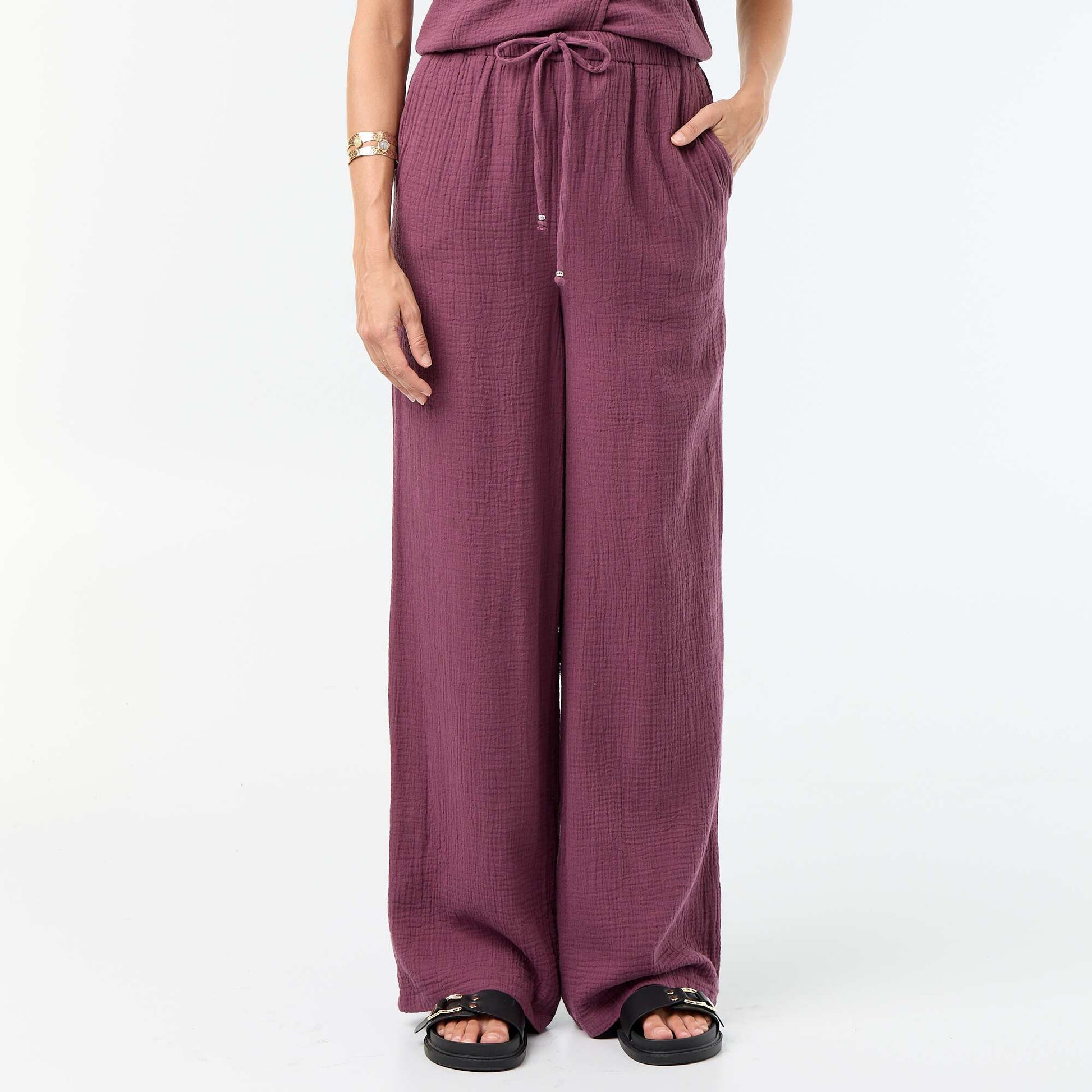 Wide Cotton Gauze Trousers PURPLE