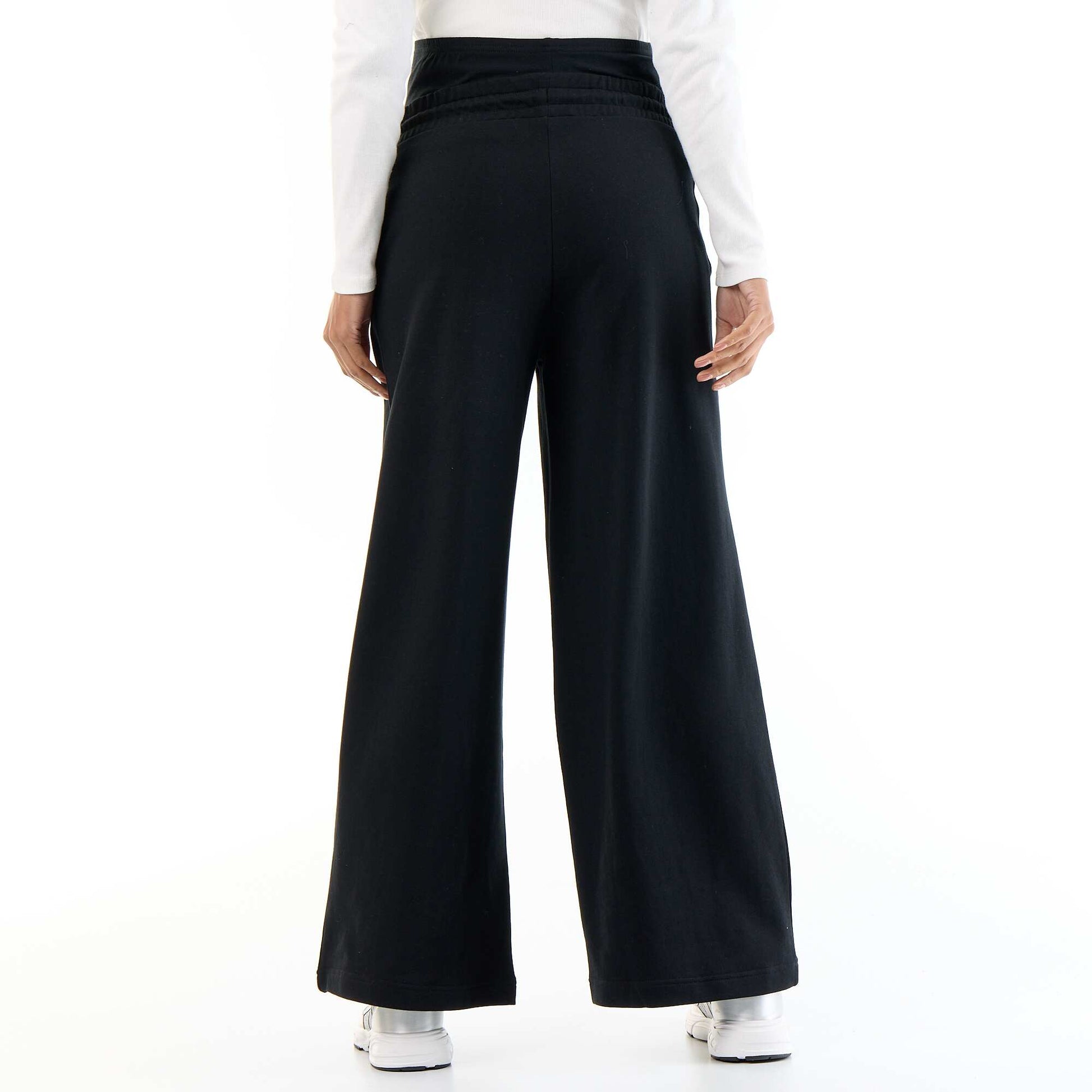 Maternity wide leg French terry joggers BLACK