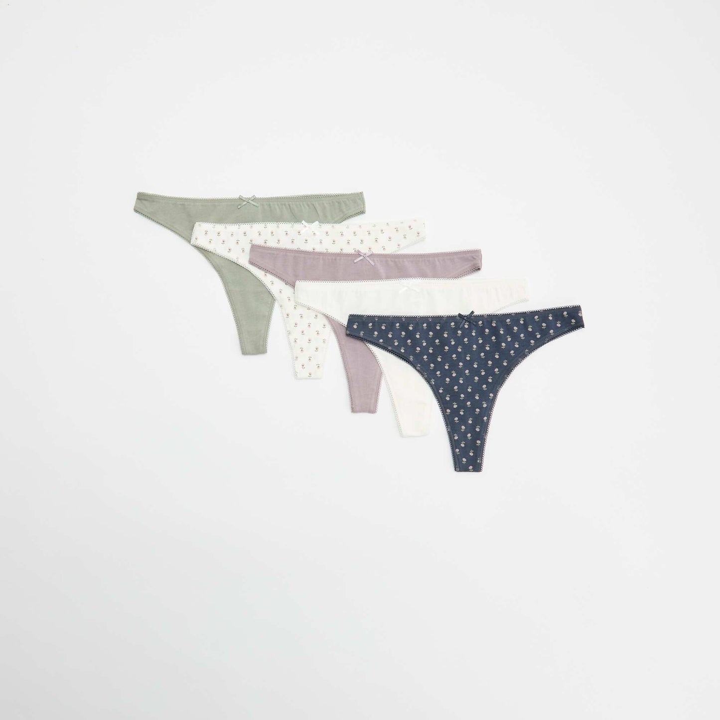 Pack of 5 Cotton Thongs BLUE