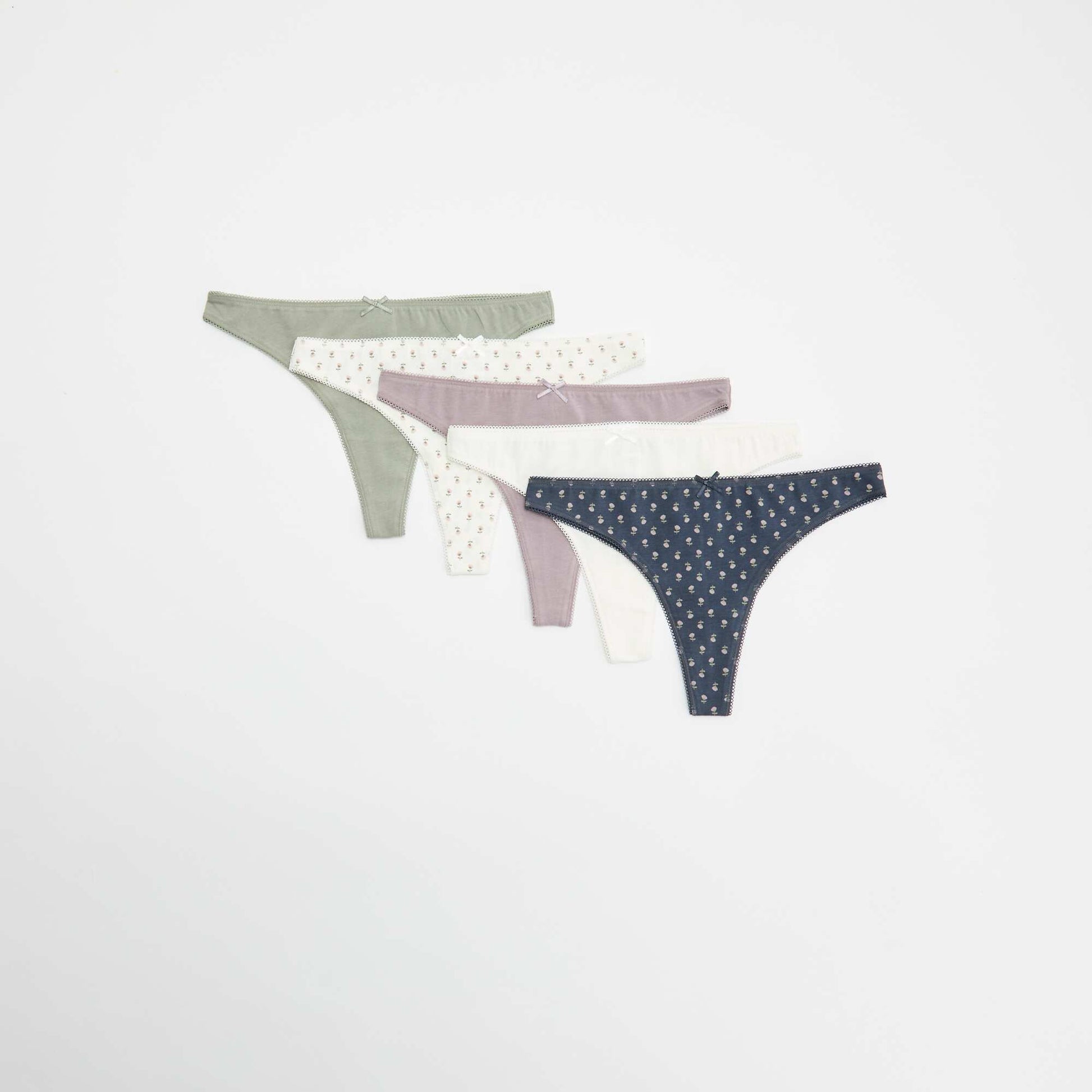 Pack of 5 Cotton Thongs BLUE