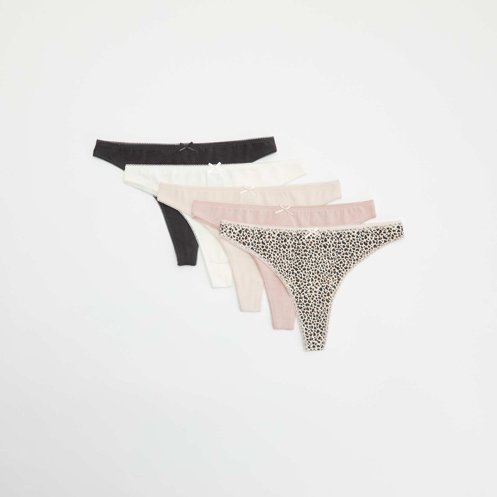Pack of 5 Cotton Thongs BEIGE