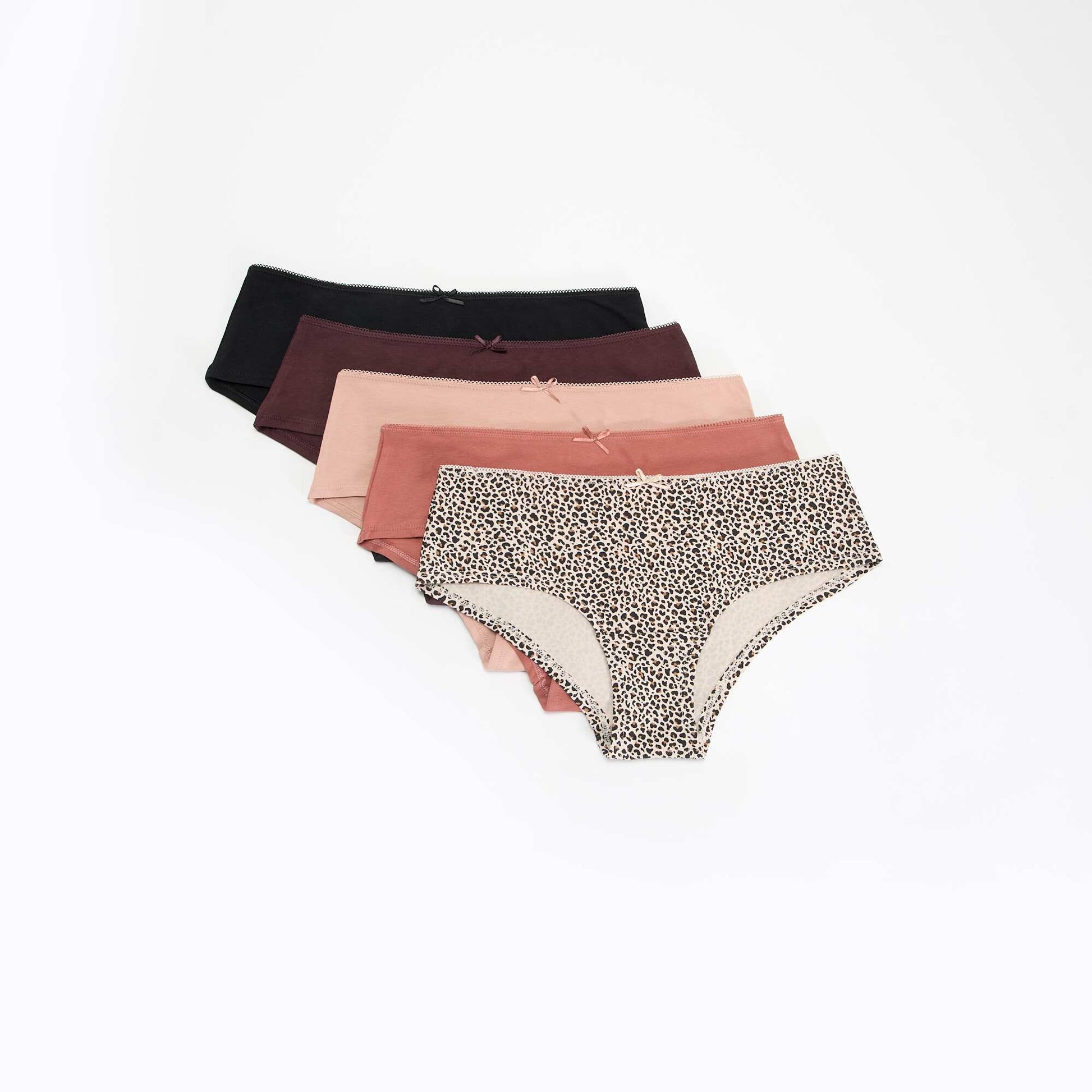 Pack of 5 Printed Shorties BEIGE