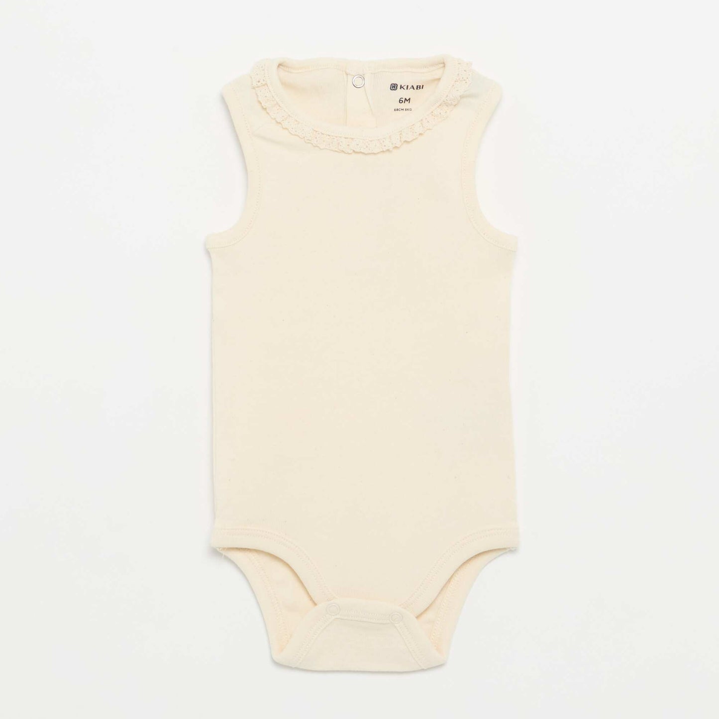 Set of 3 Embroidered Round-Neck Bodysuits BEIGE