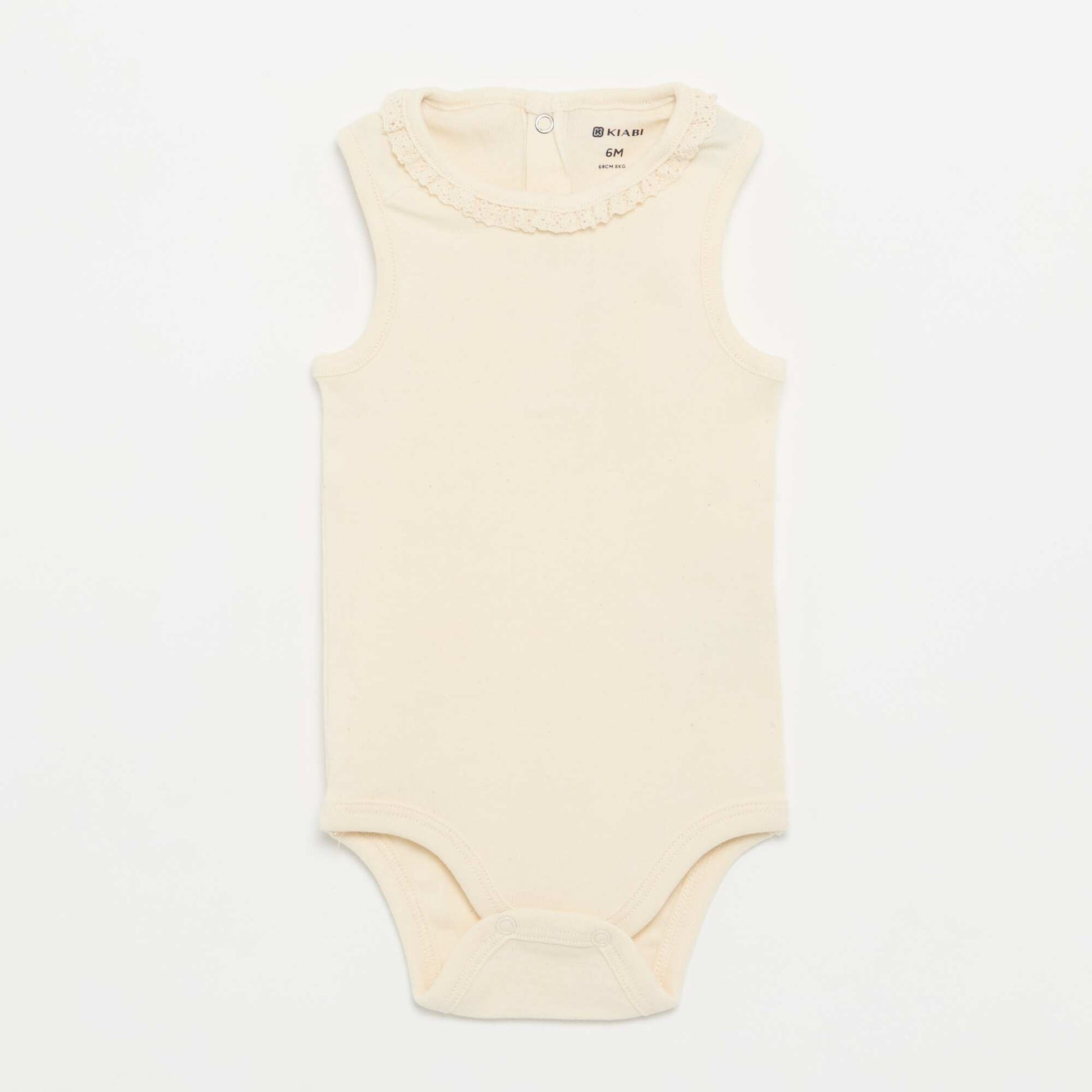 Set of 3 Embroidered Round-Neck Bodysuits BEIGE