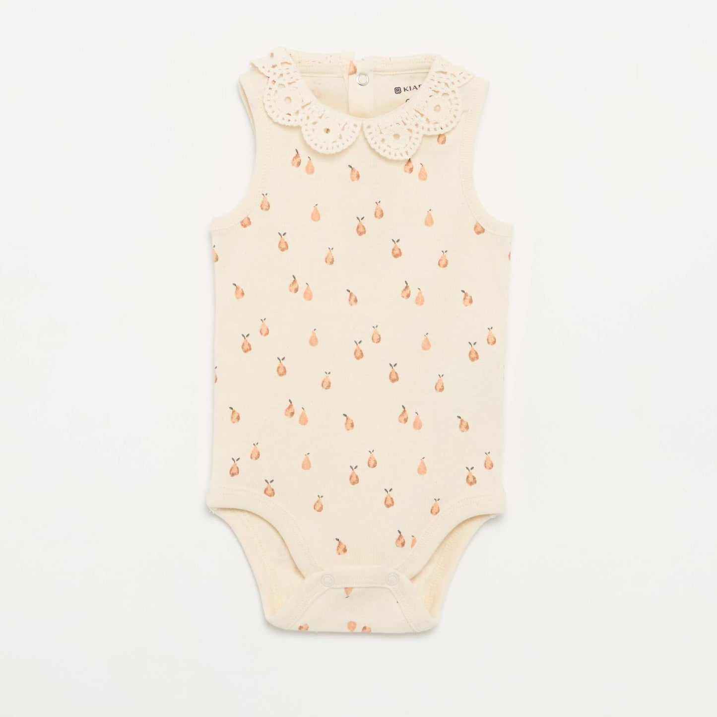 Set of 3 Embroidered Round-Neck Bodysuits BEIGE