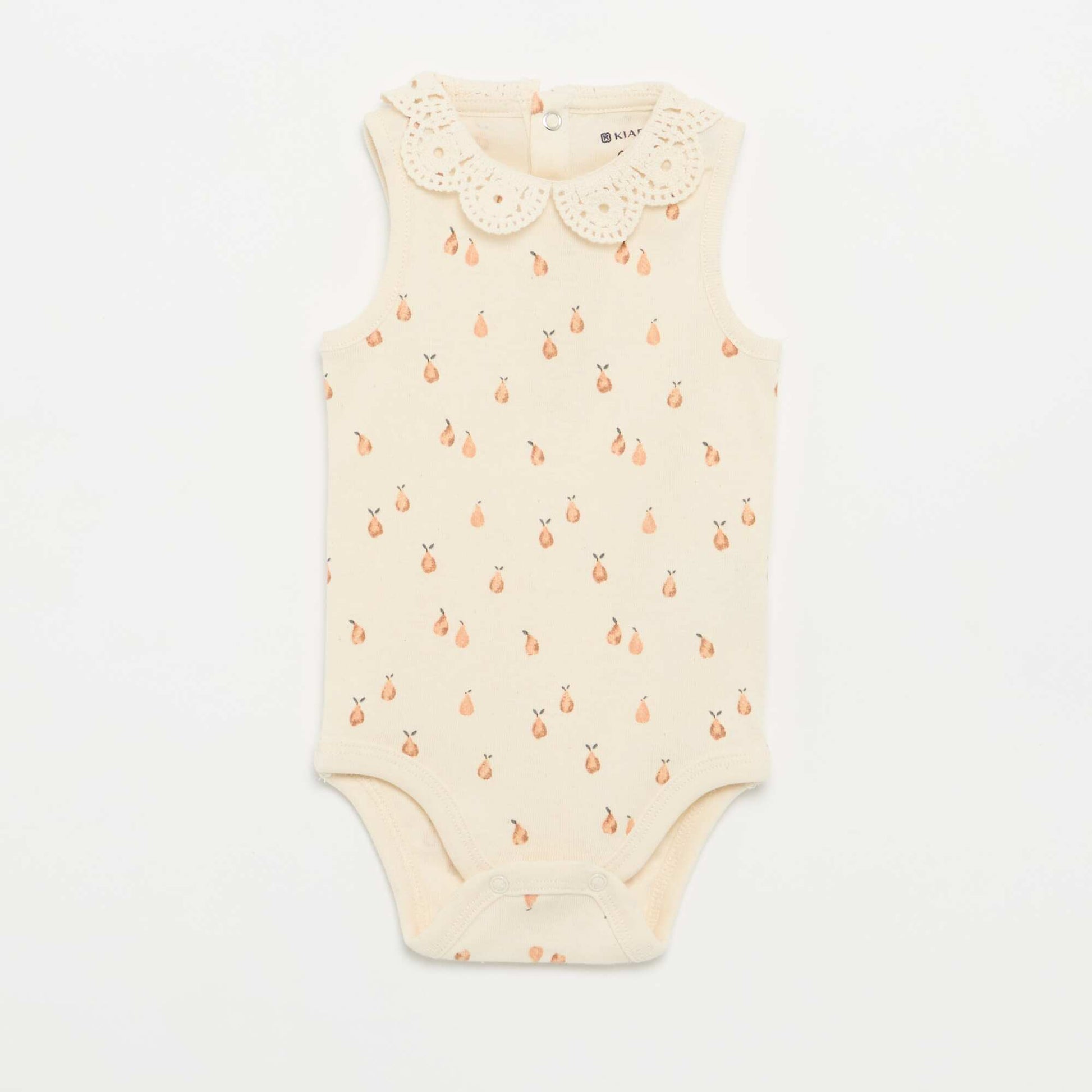 Set of 3 Embroidered Round-Neck Bodysuits BEIGE