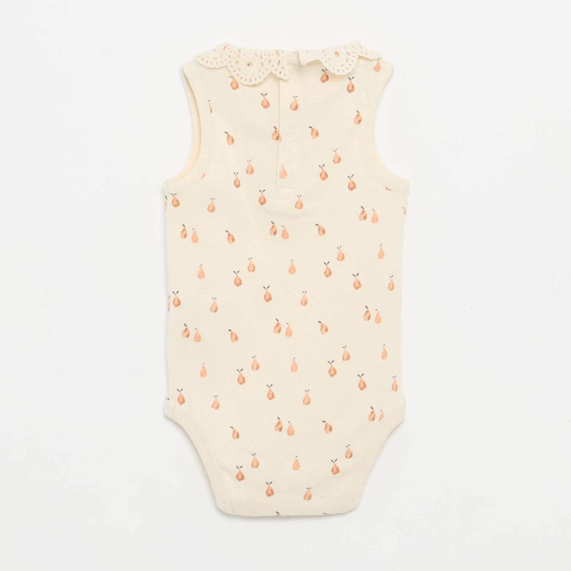 Set of 3 Embroidered Round-Neck Bodysuits BEIGE
