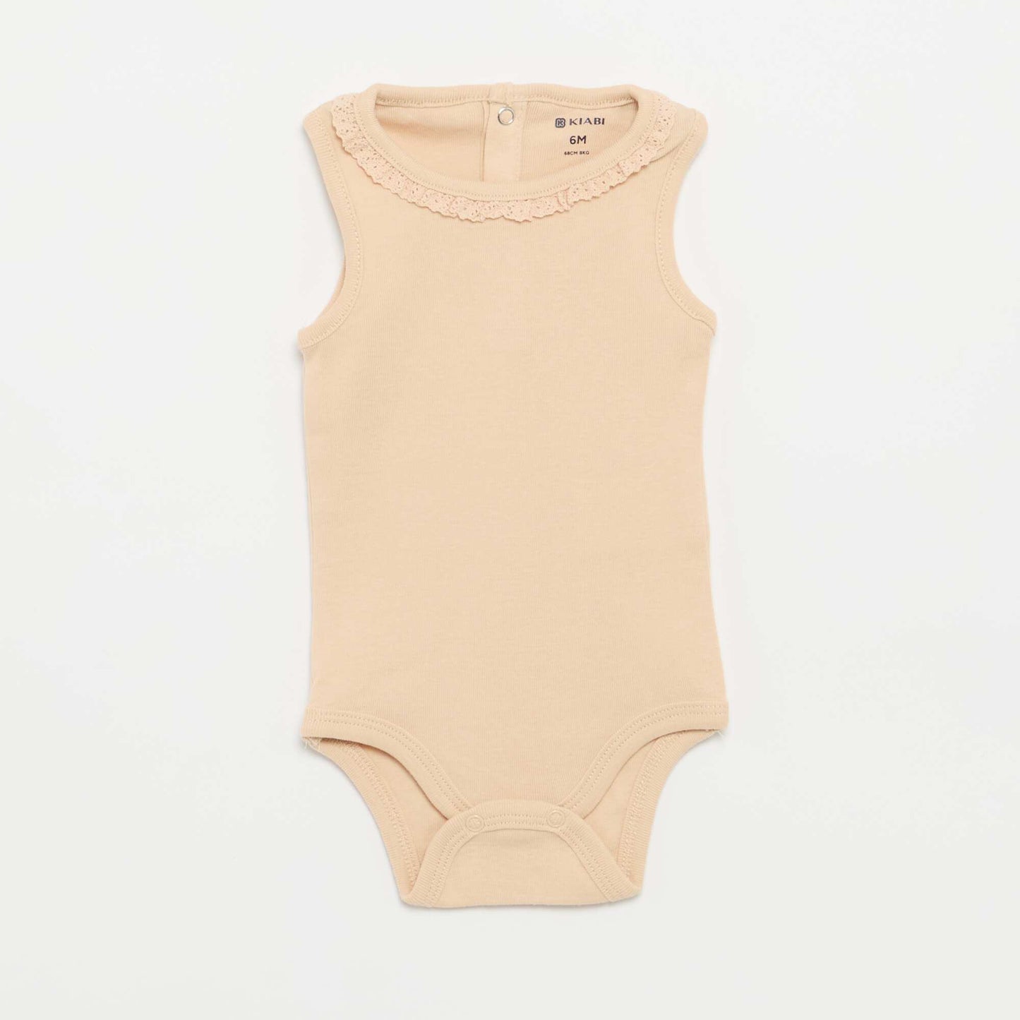 Set of 3 Embroidered Round-Neck Bodysuits BEIGE