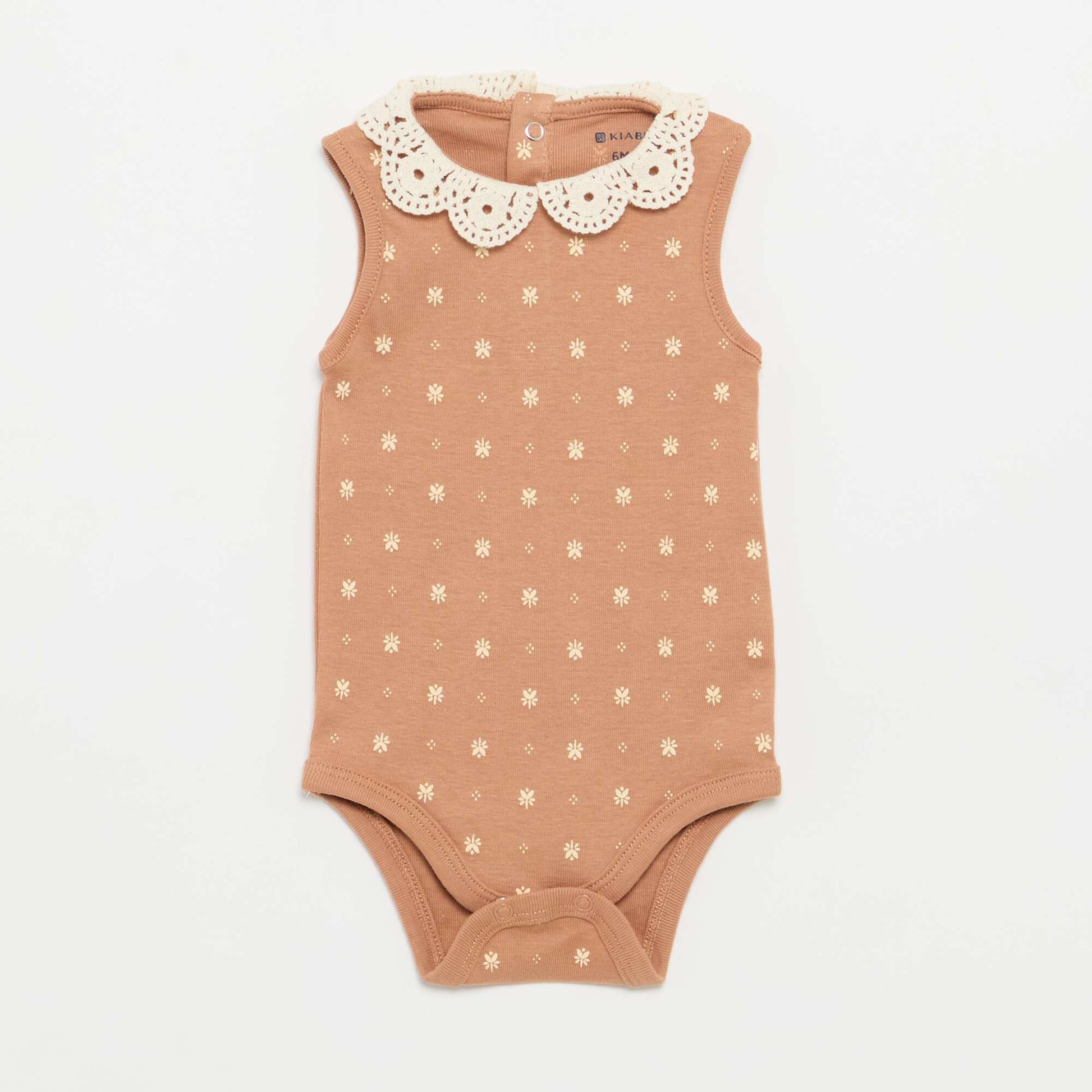 Set of 3 Embroidered Round-Neck Bodysuits BEIGE