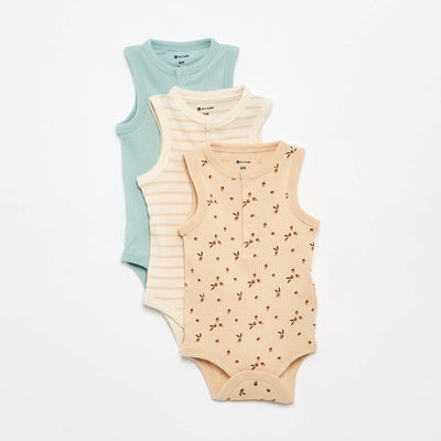 3-pack sleeveless bodysuits BEIGE