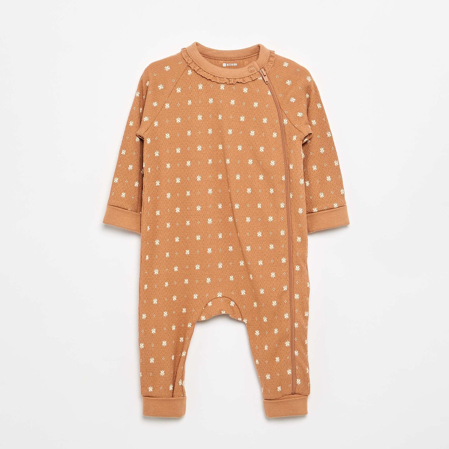 Set of 2 Thick Pointelle Knit Sleepsuits BEIGE