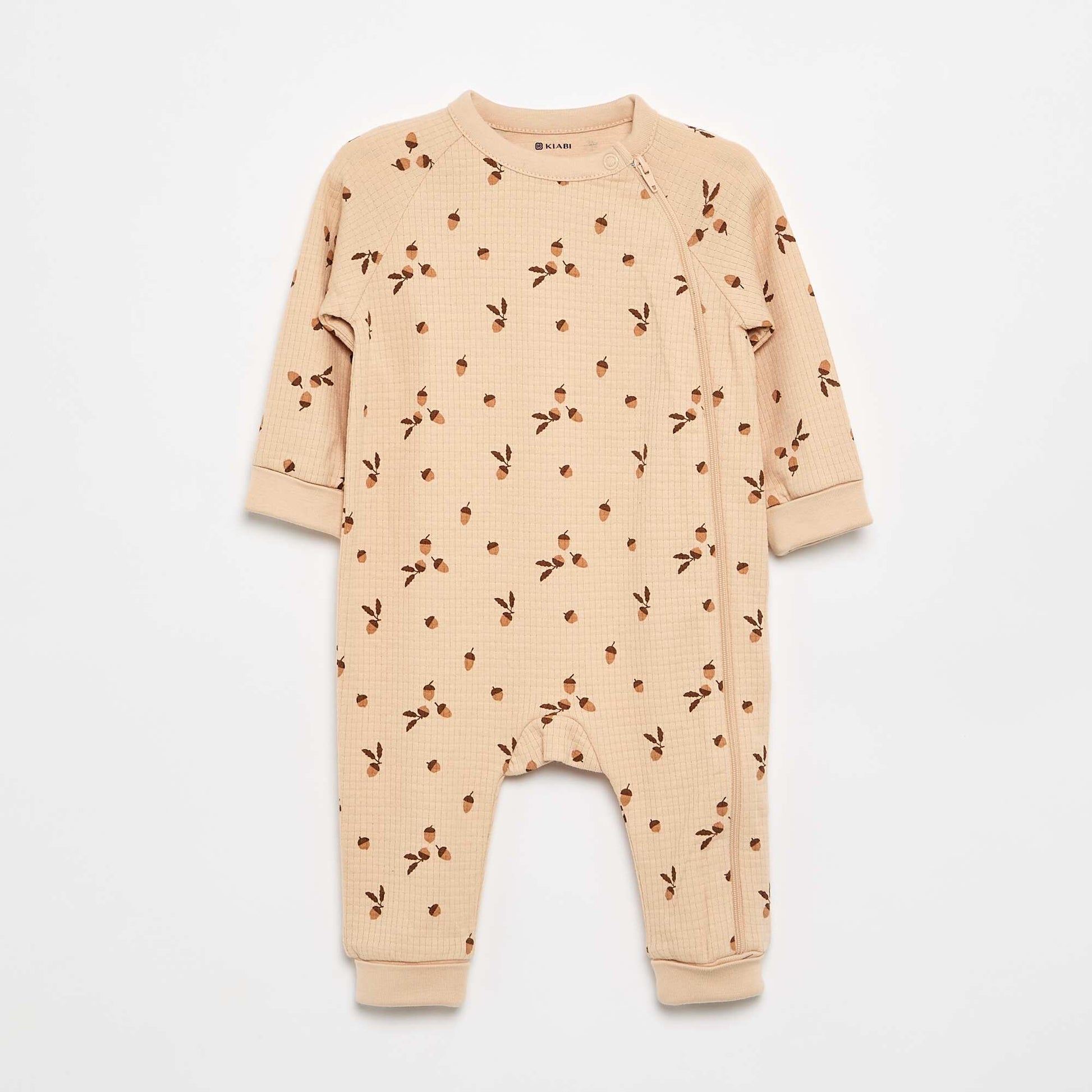 Set of 2 Thick Pointelle Knit Sleepsuits BEIGE