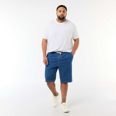 Denim Bermuda shorts with drawstring BLUE