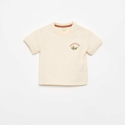 Short-sleeved fun print t-shirt BEIGE