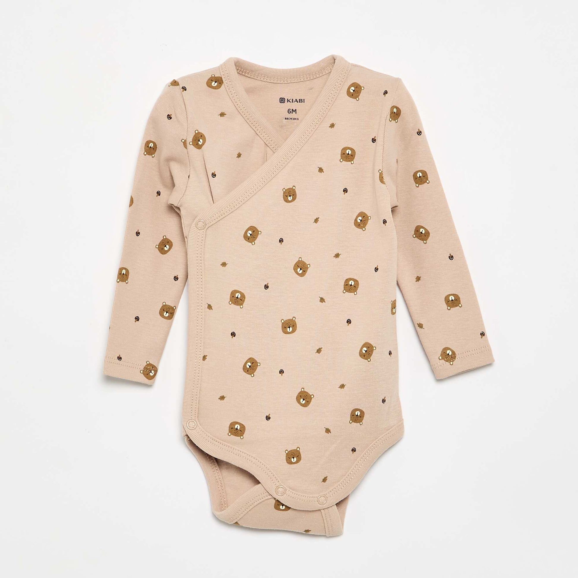 Pack of 5 Printed Cotton Bodysuits BROWN