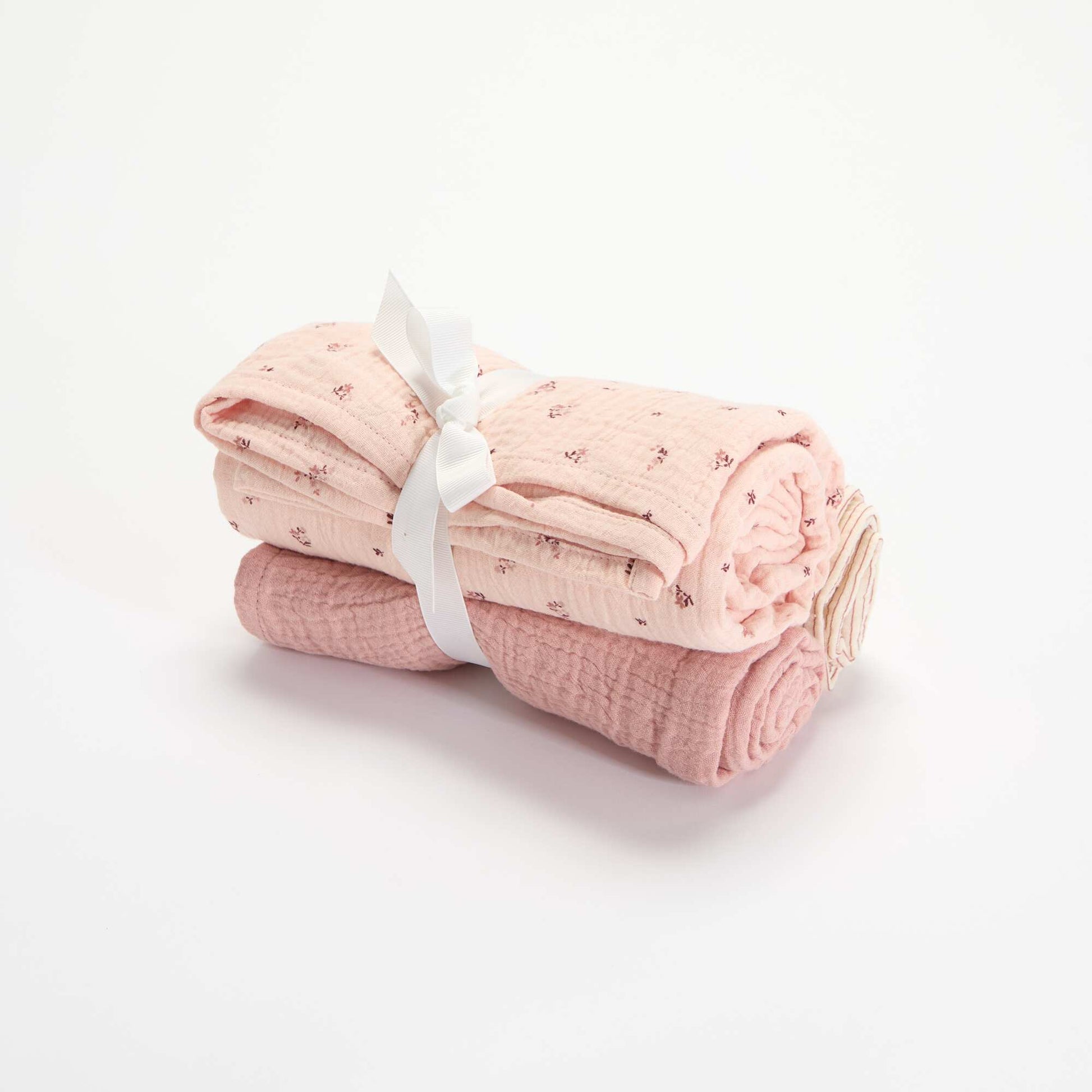 Set of 3 Cotton Gauze Swaddles PINK
