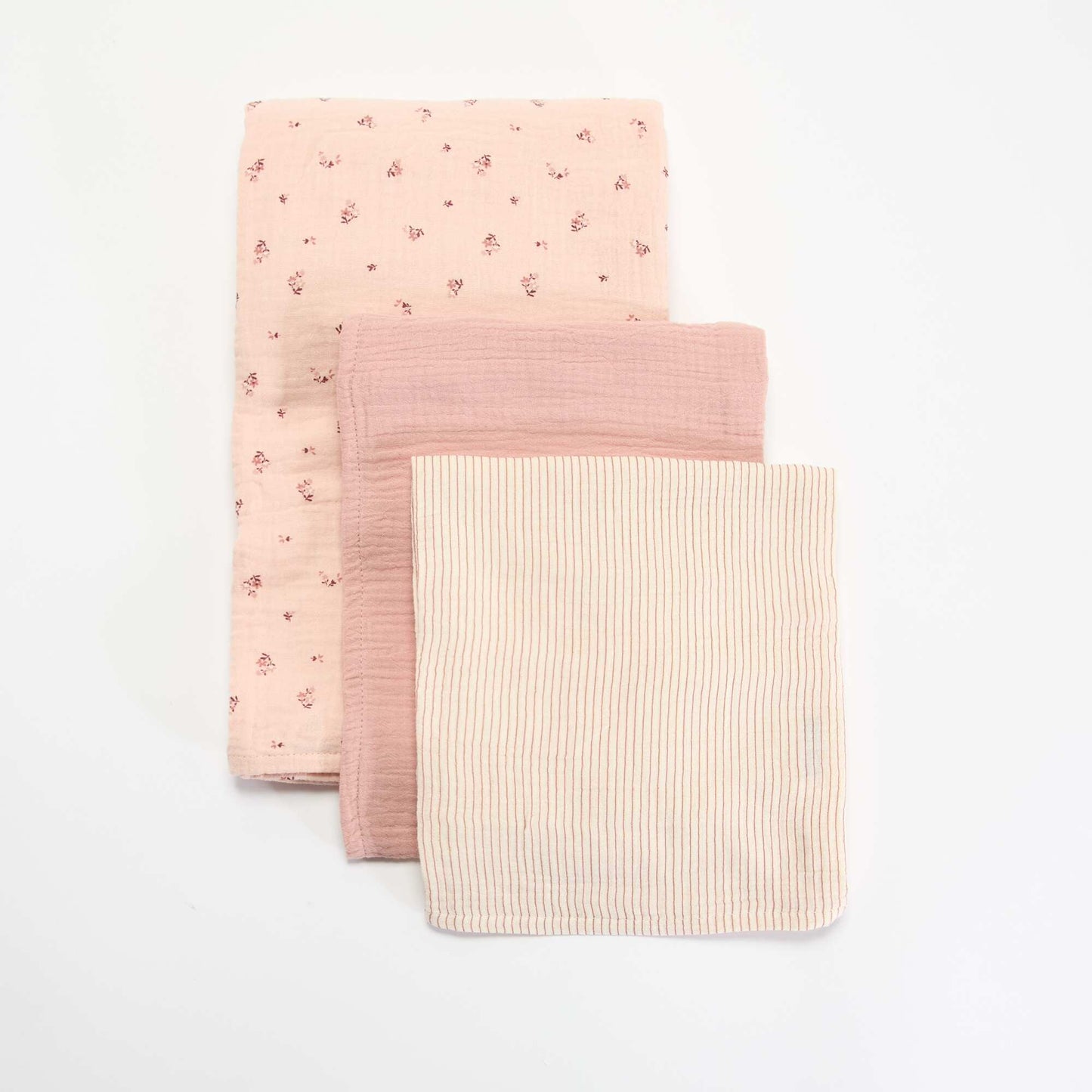 Set of 3 Cotton Gauze Swaddles PINK
