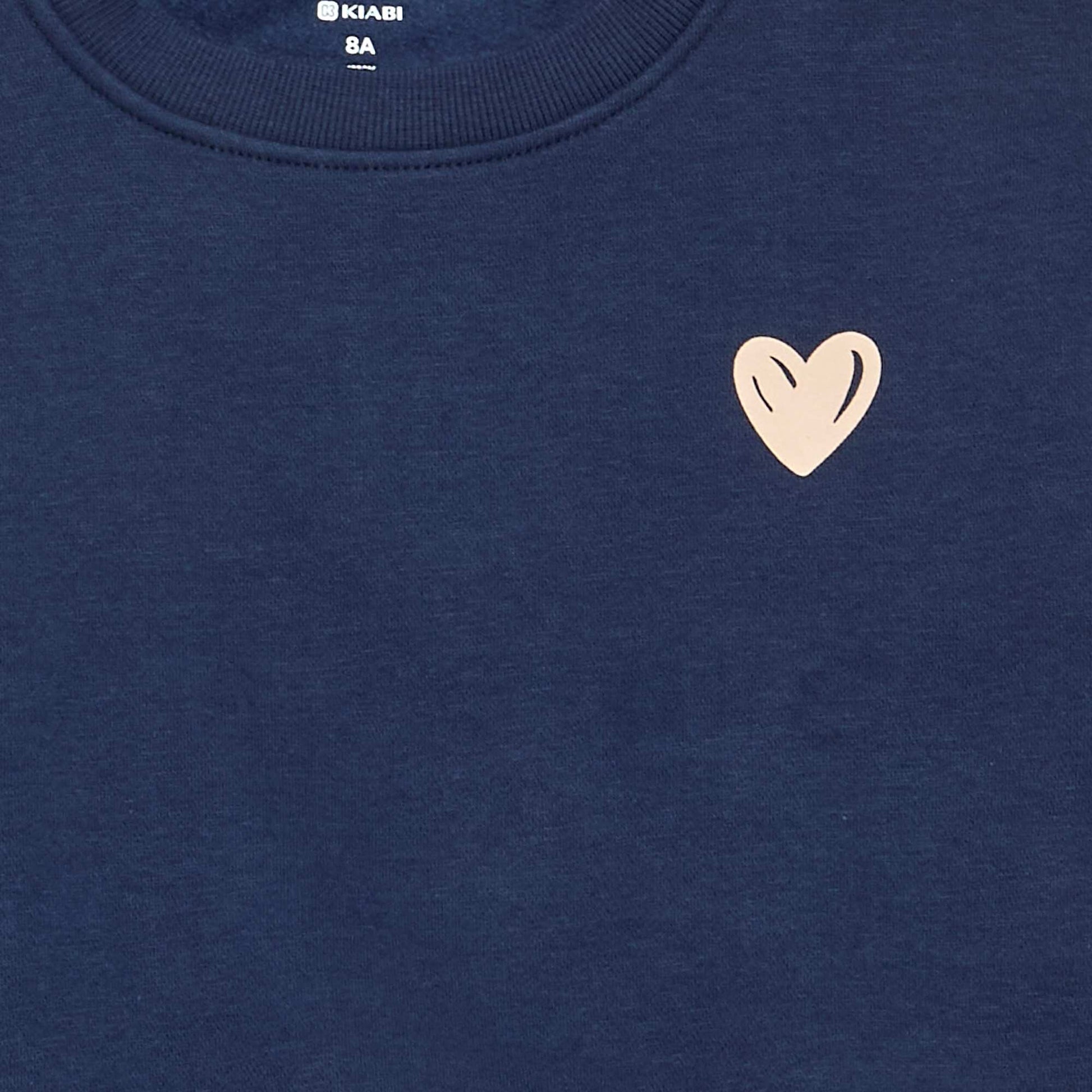 Fleece sweatshirt with chest print BLUE