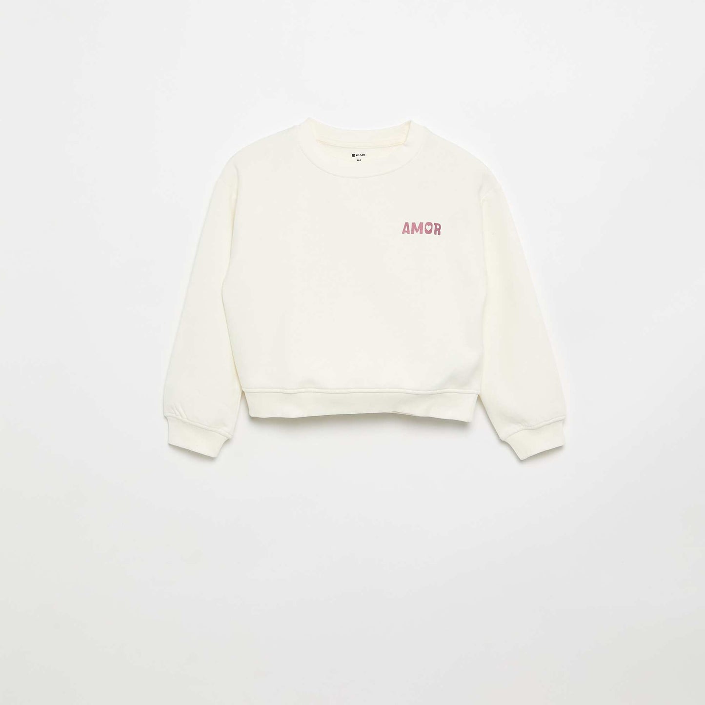 Fleece sweatshirt with chest print WHITE