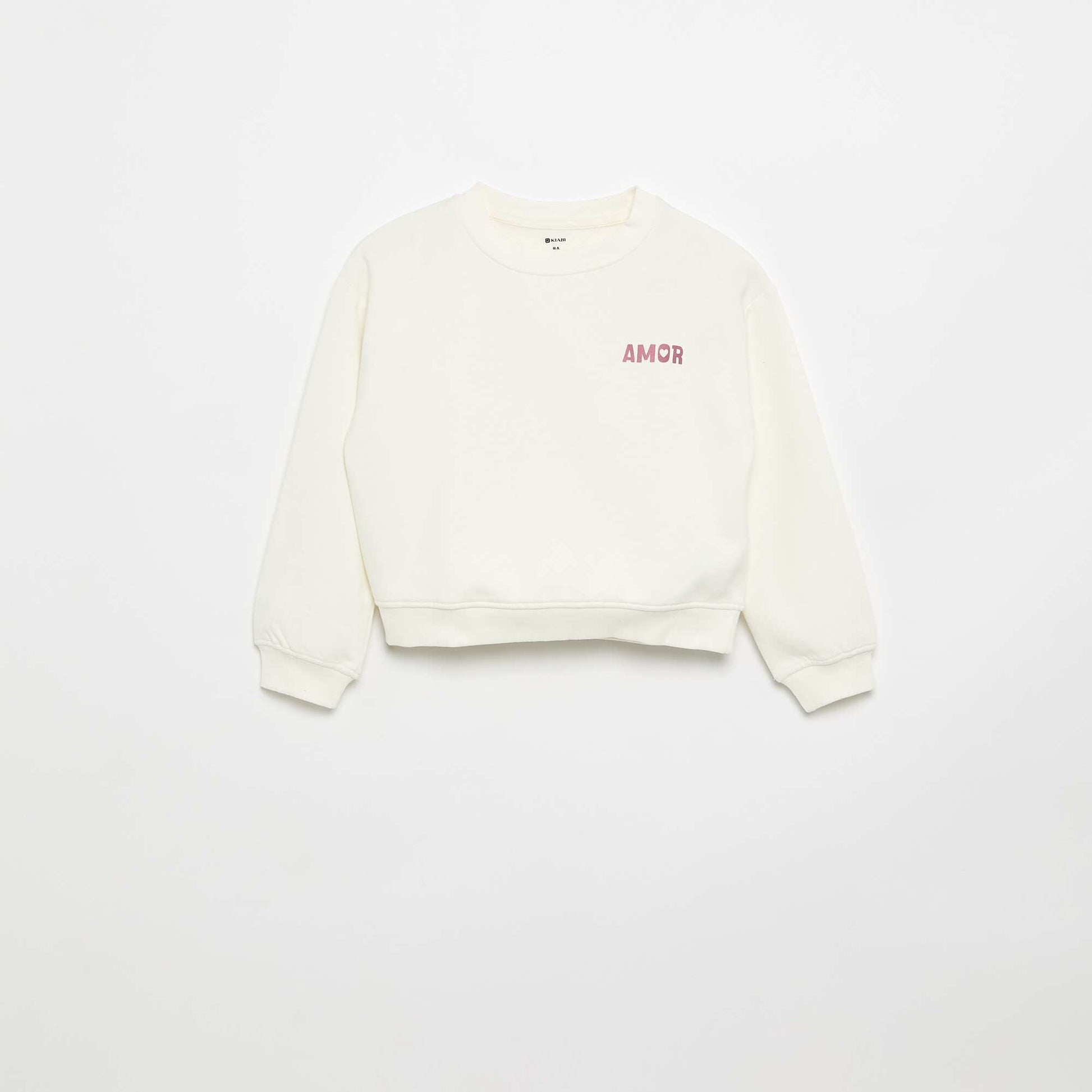 Fleece sweatshirt with chest print WHITE