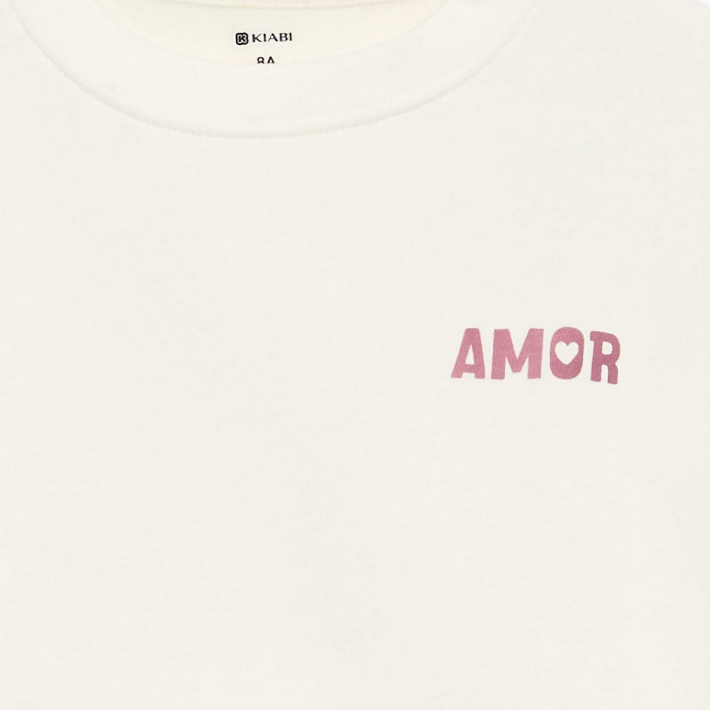 Fleece sweatshirt with chest print WHITE