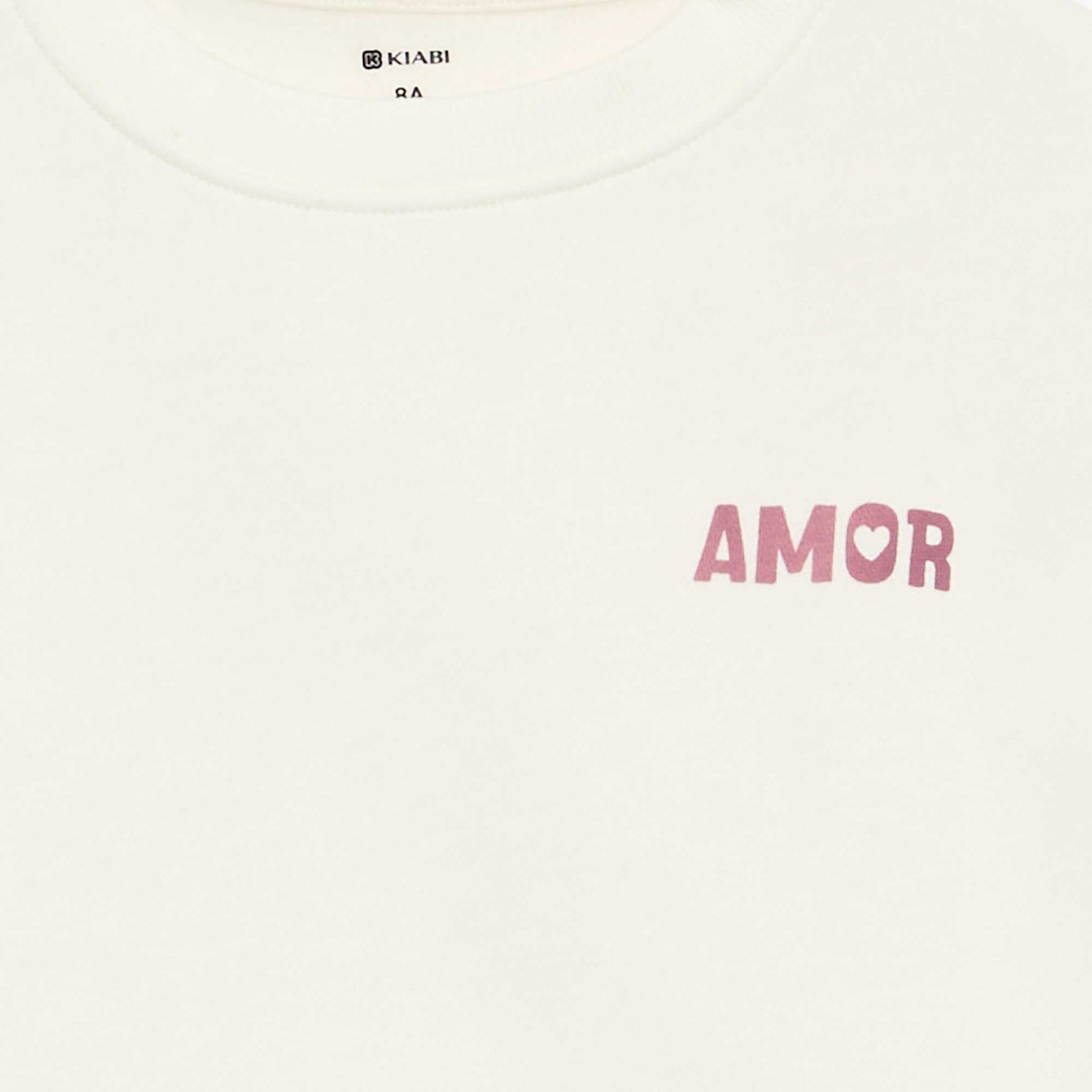 Fleece sweatshirt with chest print WHITE