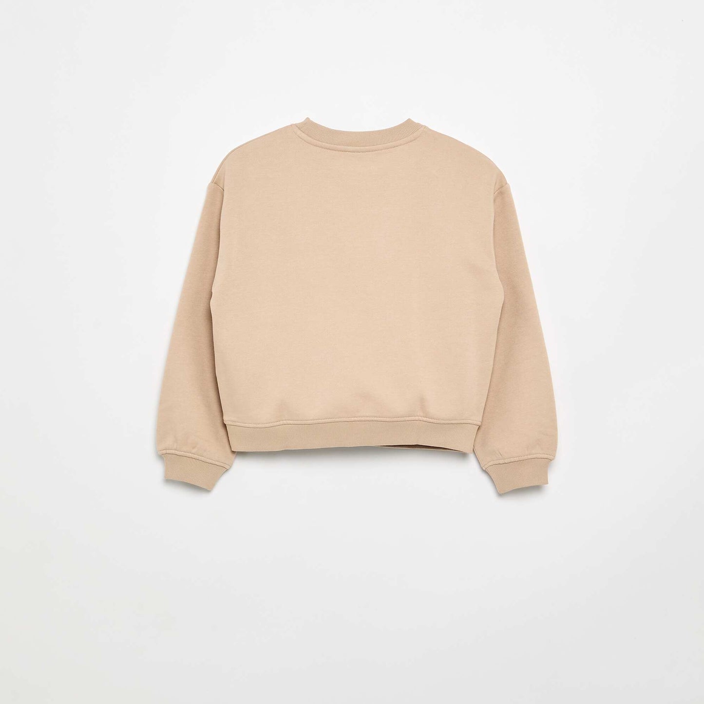 Fleece sweatshirt with chest print BEIGE