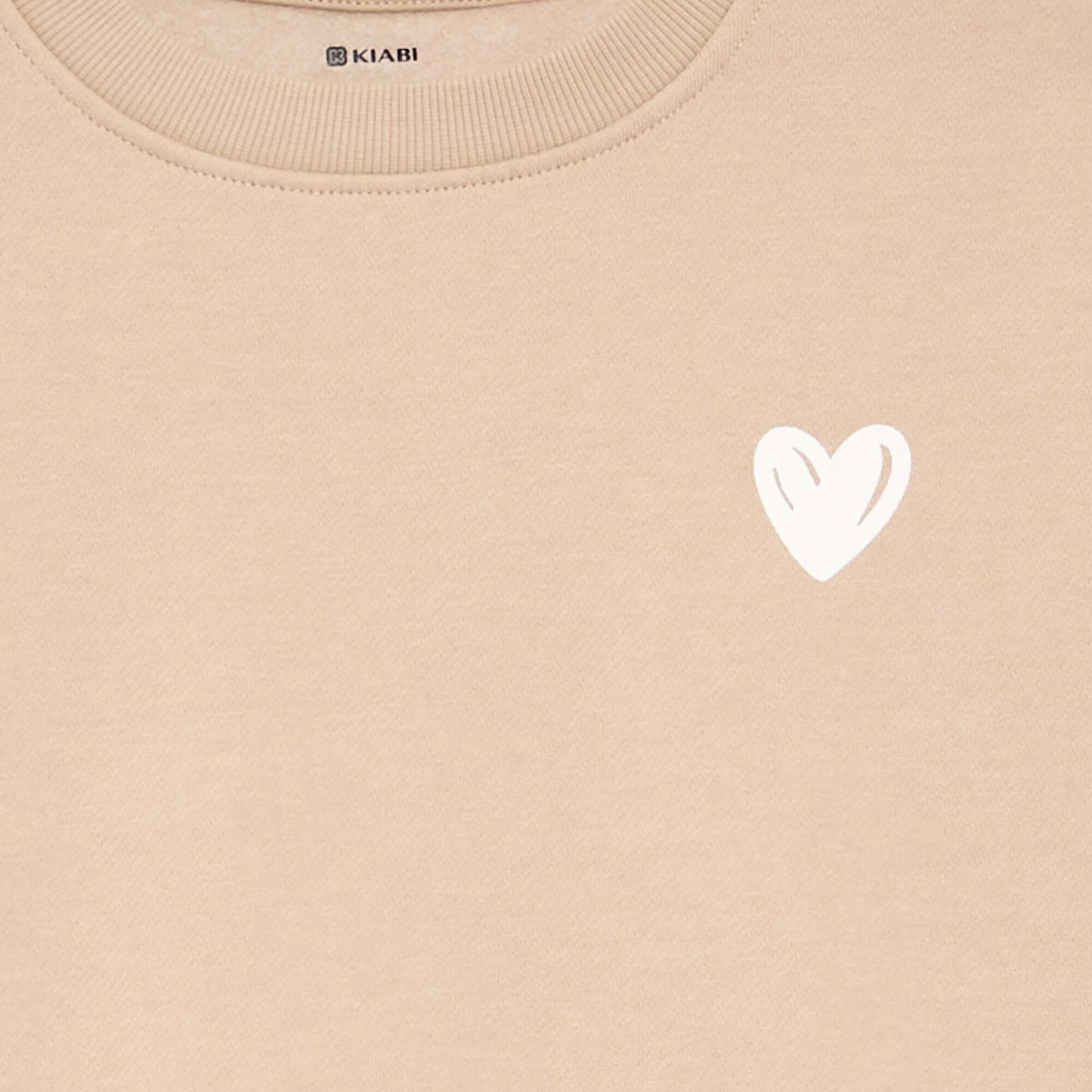 Fleece sweatshirt with chest print BEIGE