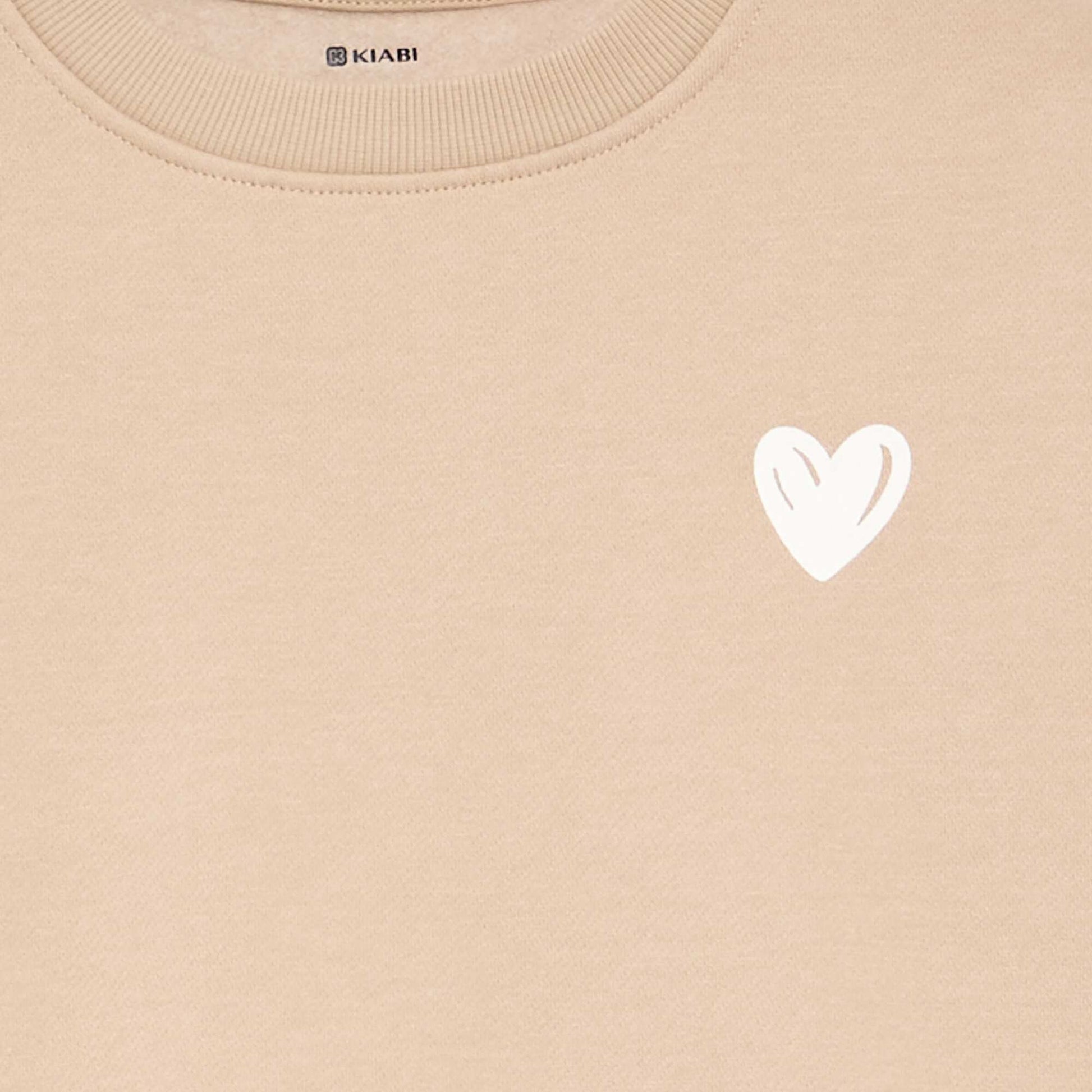 Fleece sweatshirt with chest print BEIGE