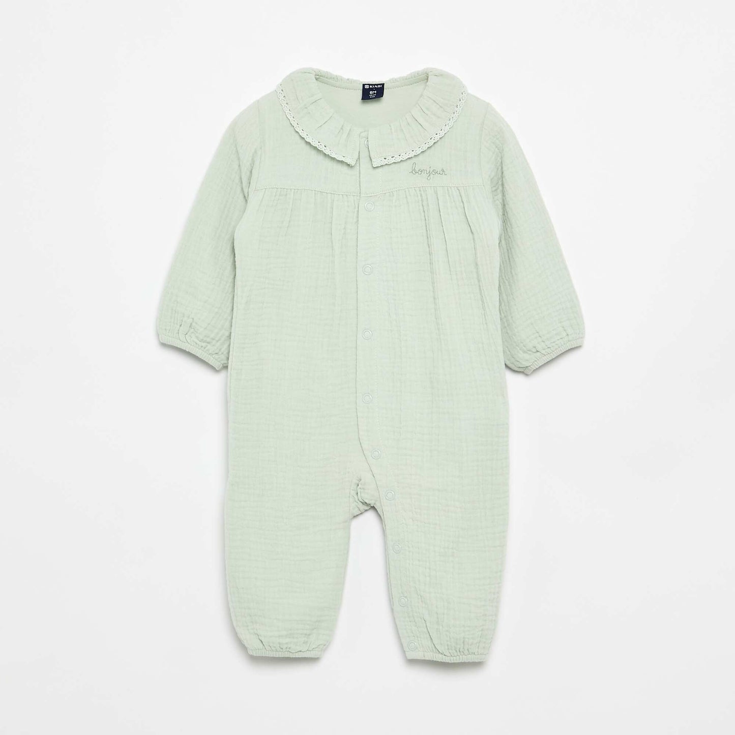 Footless Sleepsuit with Decorative Collar GREEN