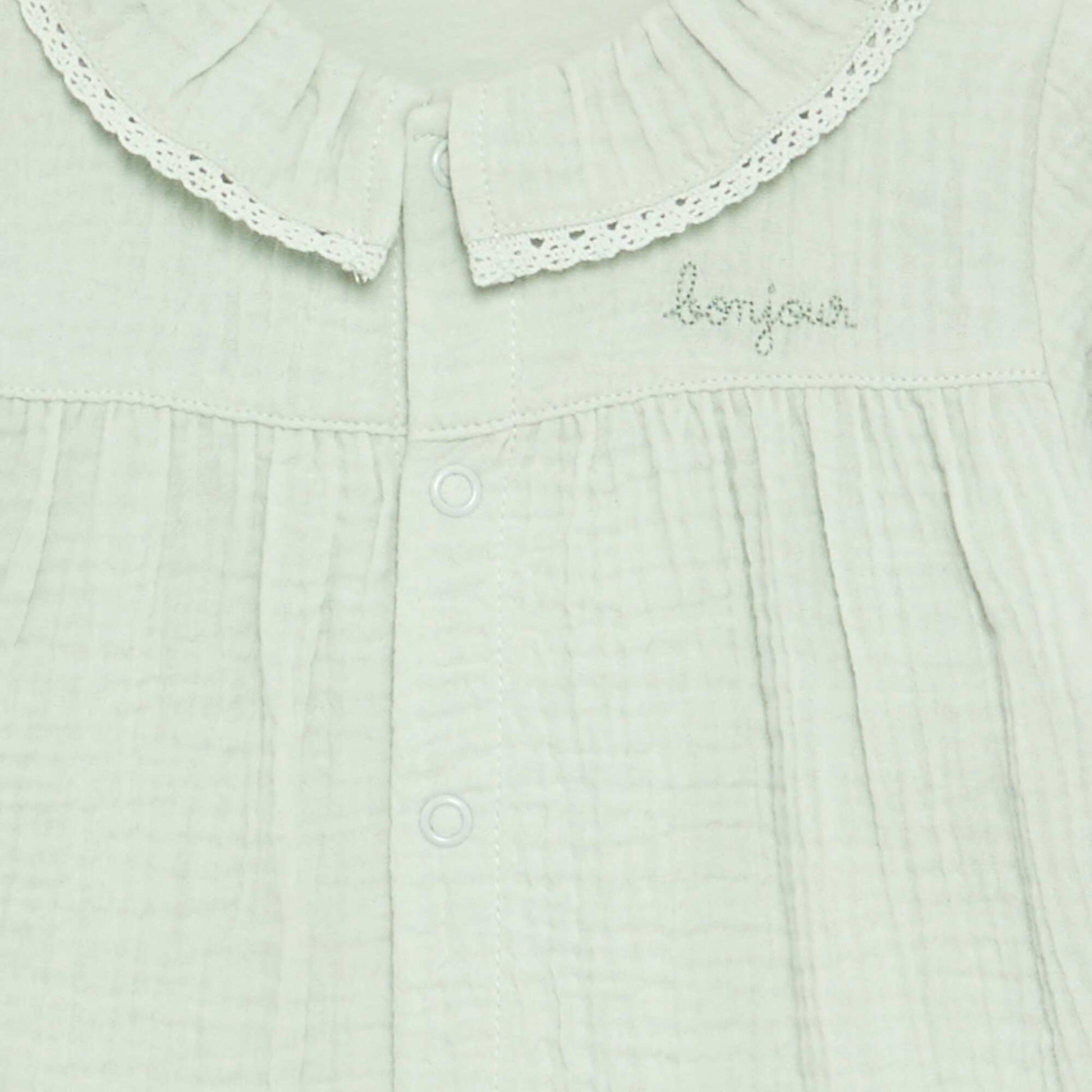Footless Sleepsuit with Decorative Collar GREEN