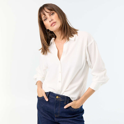 Fluid Plain Blouse WHITE
