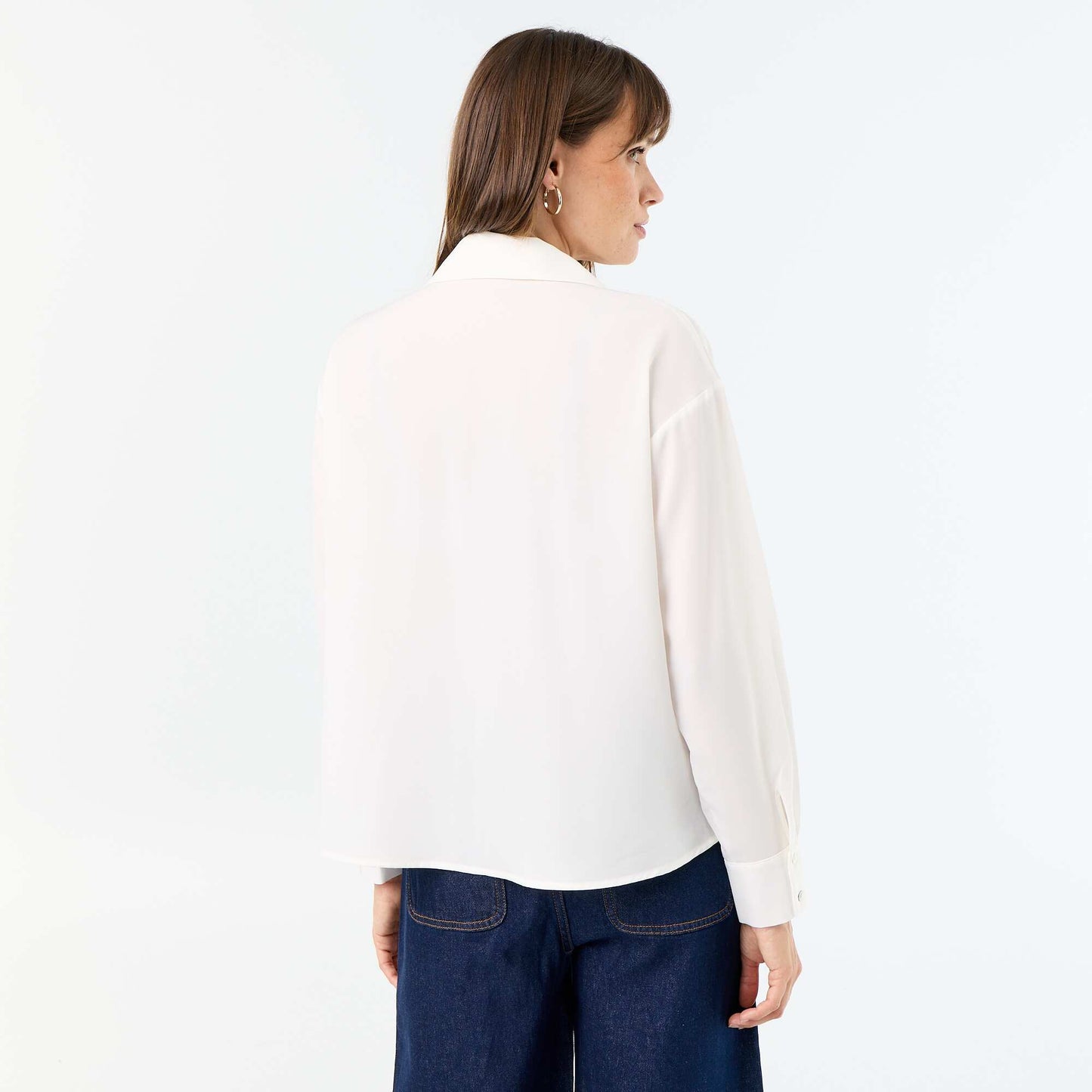 Fluid Plain Blouse WHITE