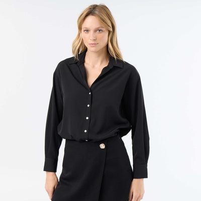 Fluid Plain Blouse BLACK