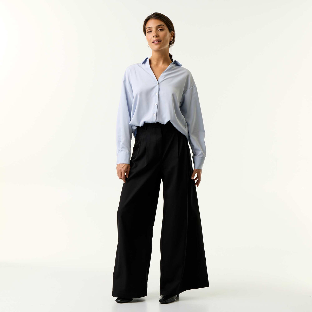 Plain Flowy Blouse BLUE