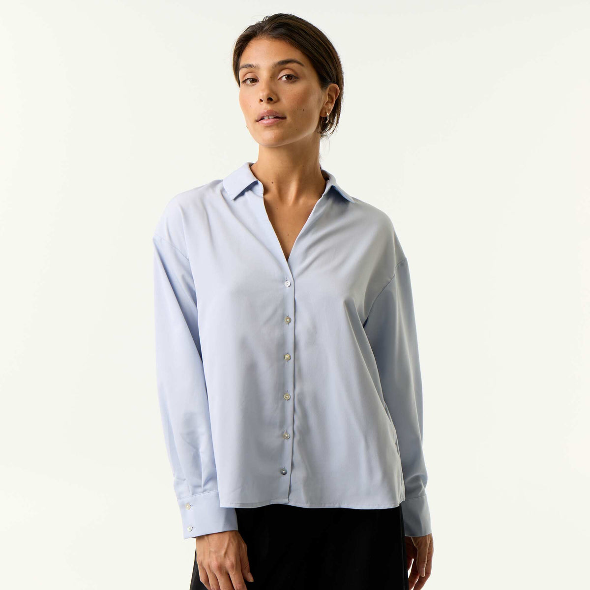 Plain Flowy Blouse BLUE
